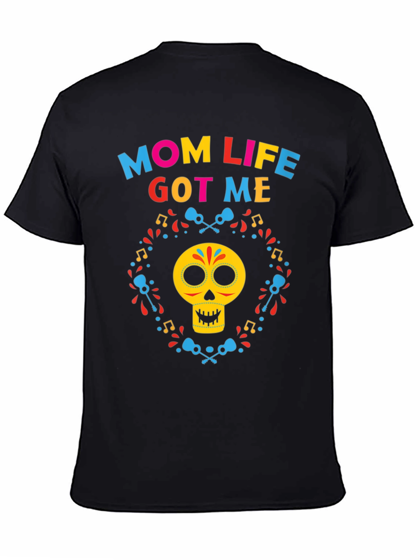 Black Mom Life Got Me Day of the Dead T-Shirt view 4