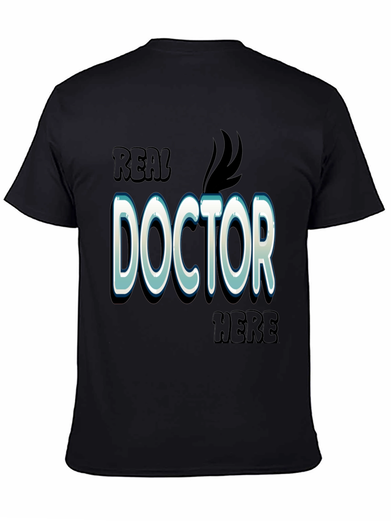 Black Real Doctor Here Black Cotton Graphic T-Shirt view 4