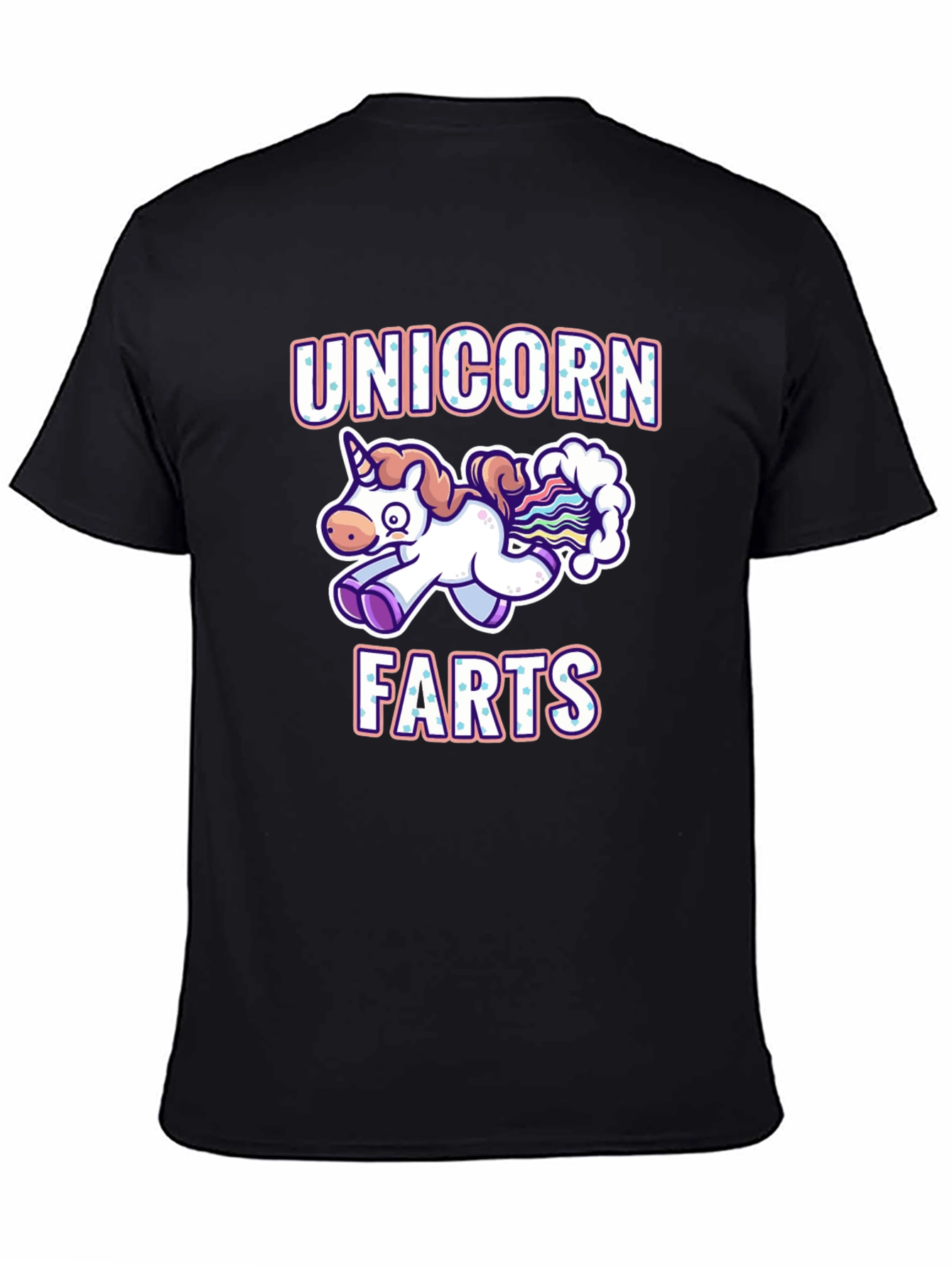 Black Unicorn Farts T-Shirt - Funny Cartoon Graphic Tee view 4