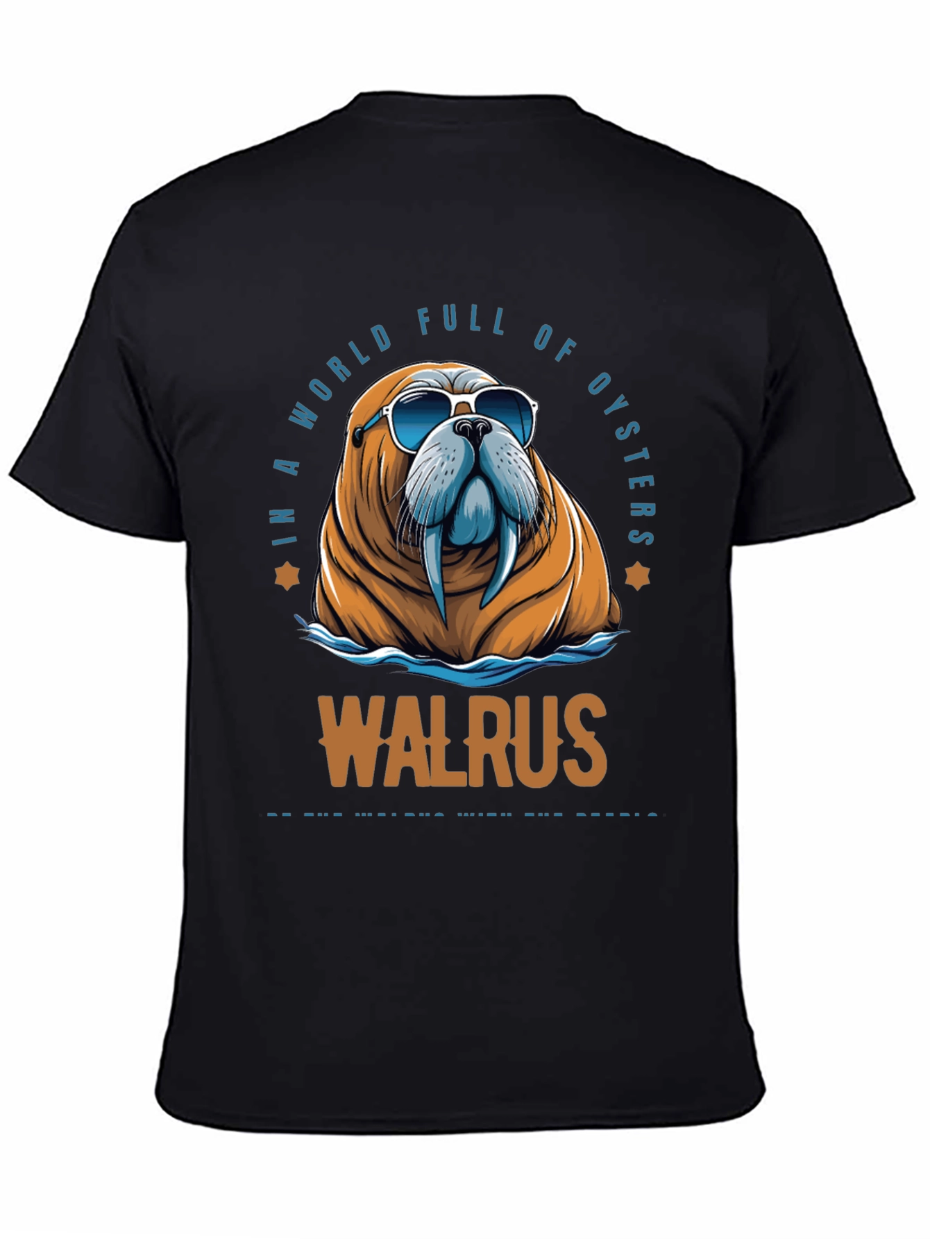Black Cool Walrus Graphic T-Shirt view 4
