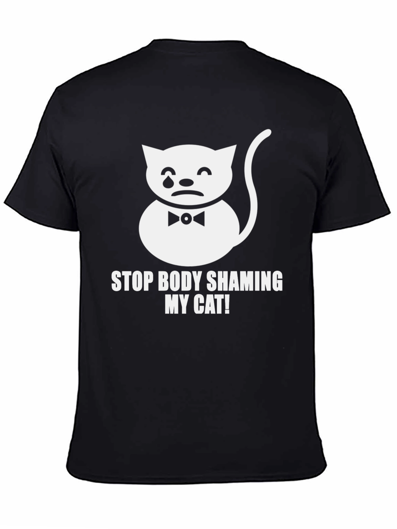Black Stop Body Shaming My Cat T-Shirt - Funny Graphic Tee view 4