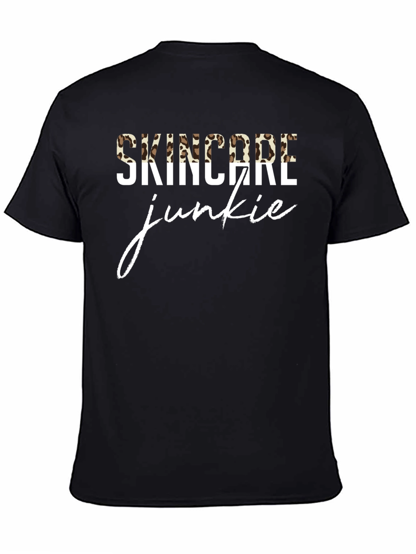 Black Skincare Junkie Graphic Tee - Trendy Leopard Print T-Shirt view 4