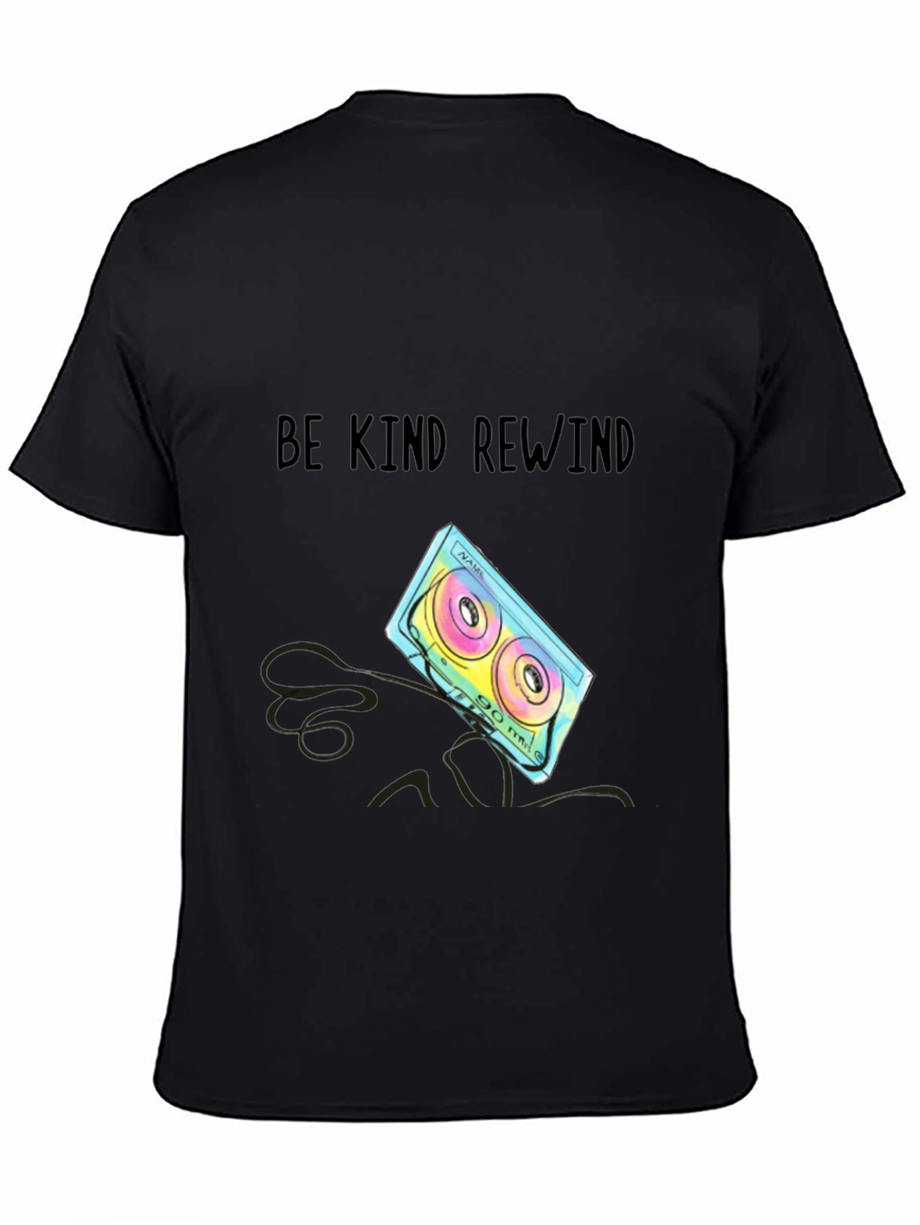 Black Be Kind Rewind Cassette Tape T-Shirt view 4