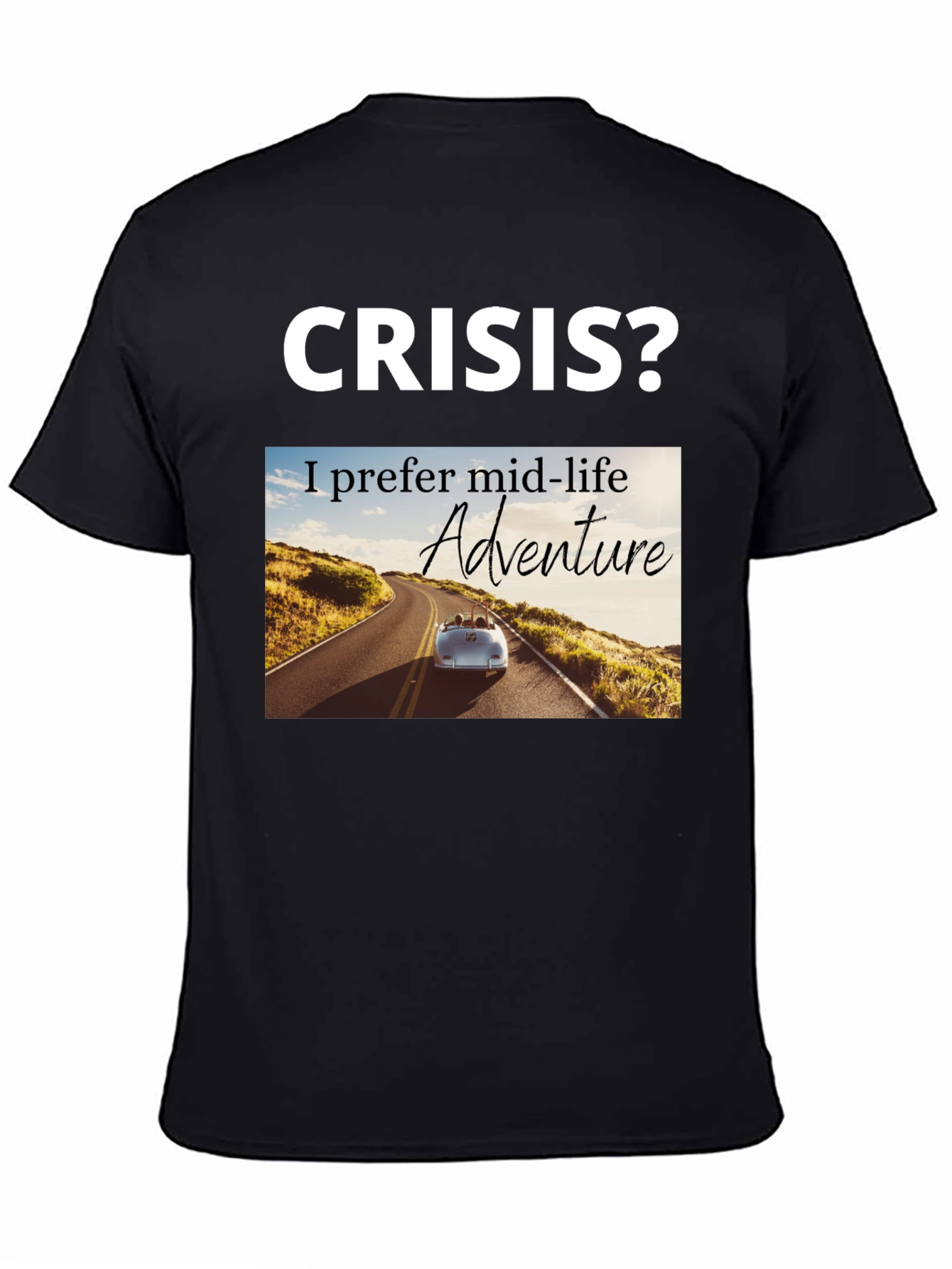 Black Midlife Adventure Graphic Tee -  Novelty T-Shirt view 4