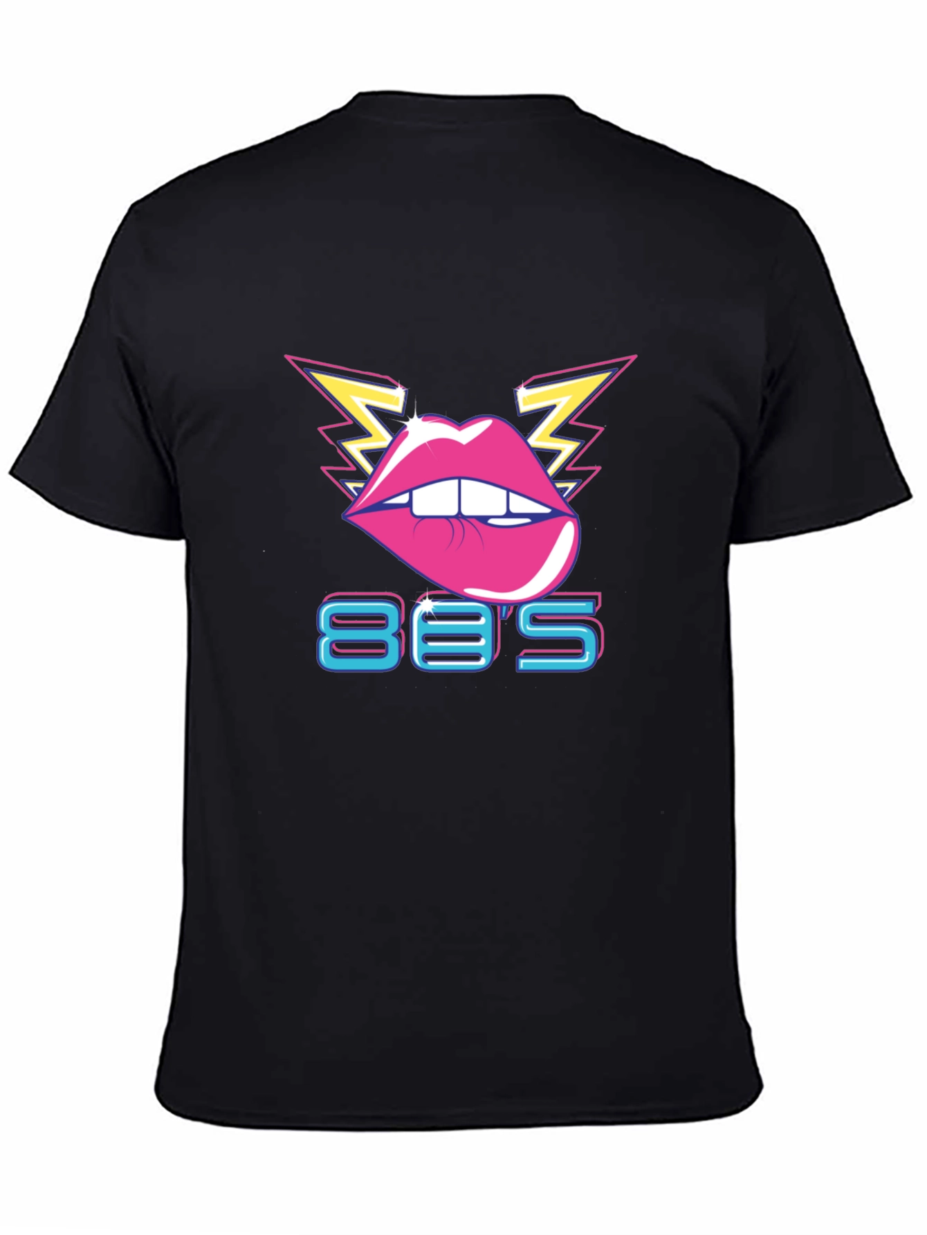 Black Retro 80's Lips Graphic T-Shirt view 4