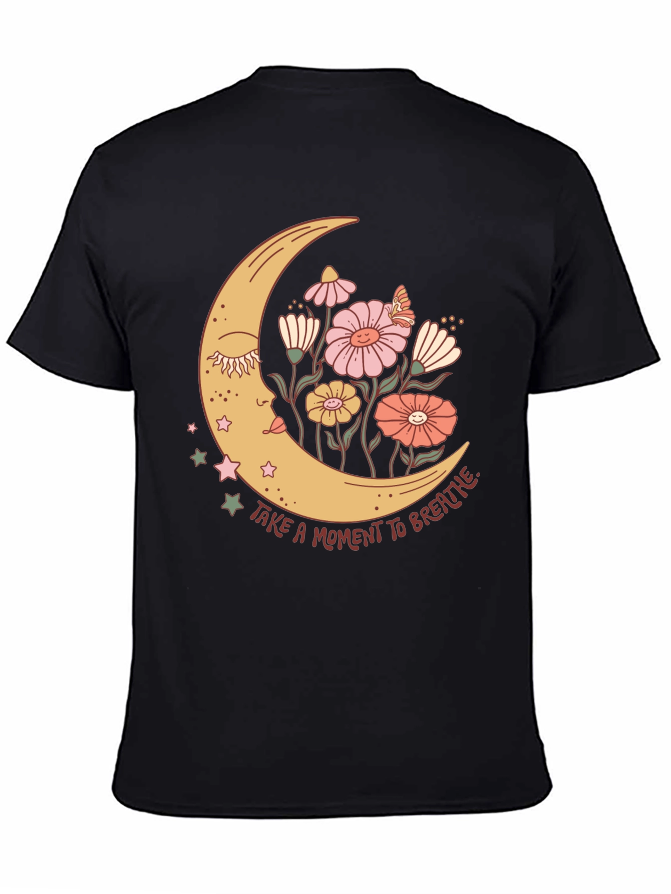 Black Moon Flower Graphic T-Shirt view 4