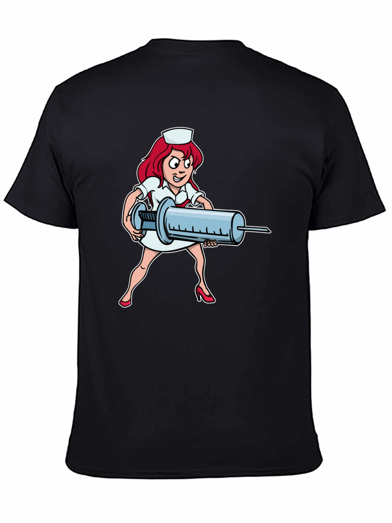 Black Cartoon Nurse Graphic T-Shirt view 4