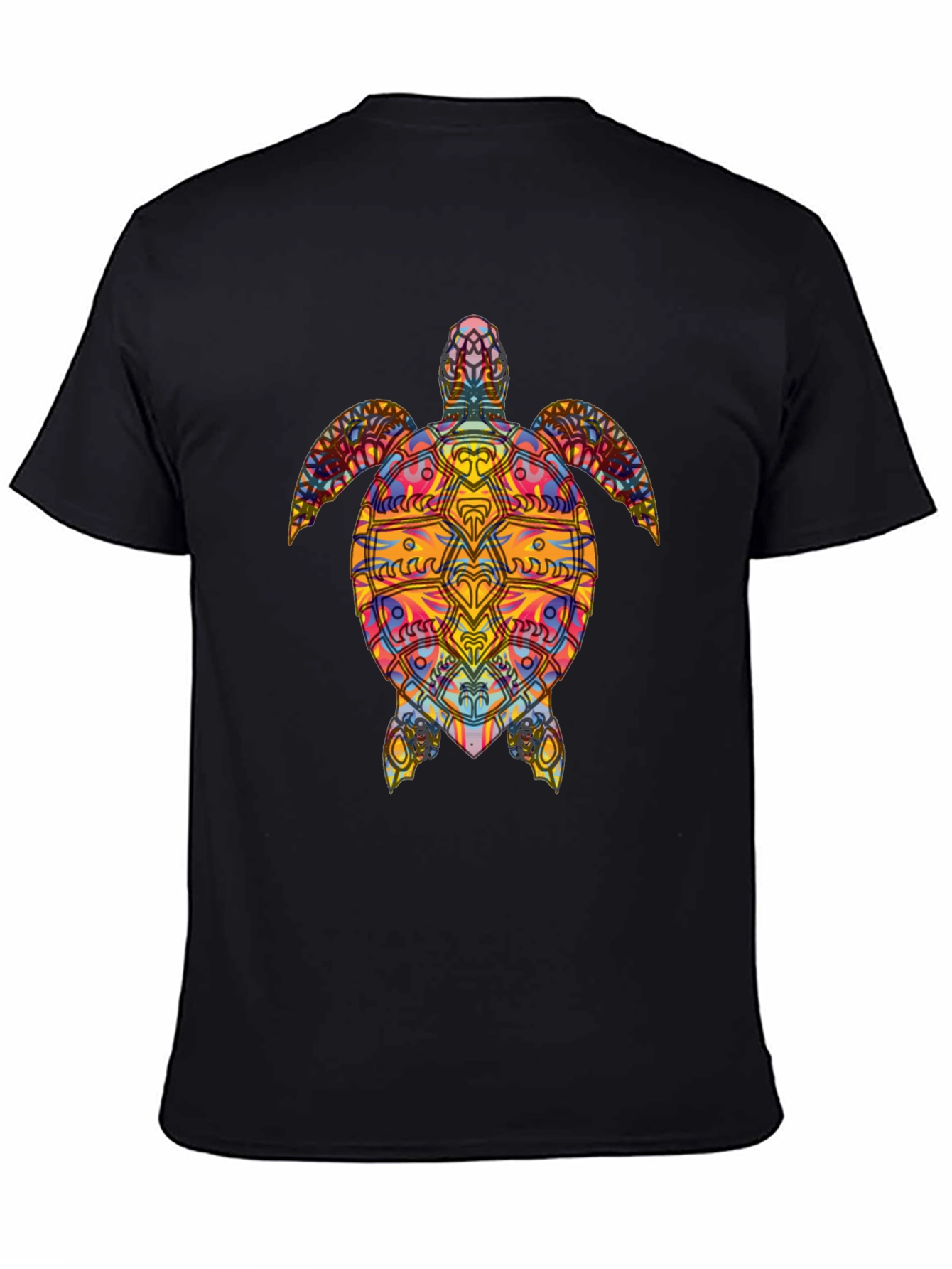 Black Colorful Turtle Graphic Black T-Shirt view 4