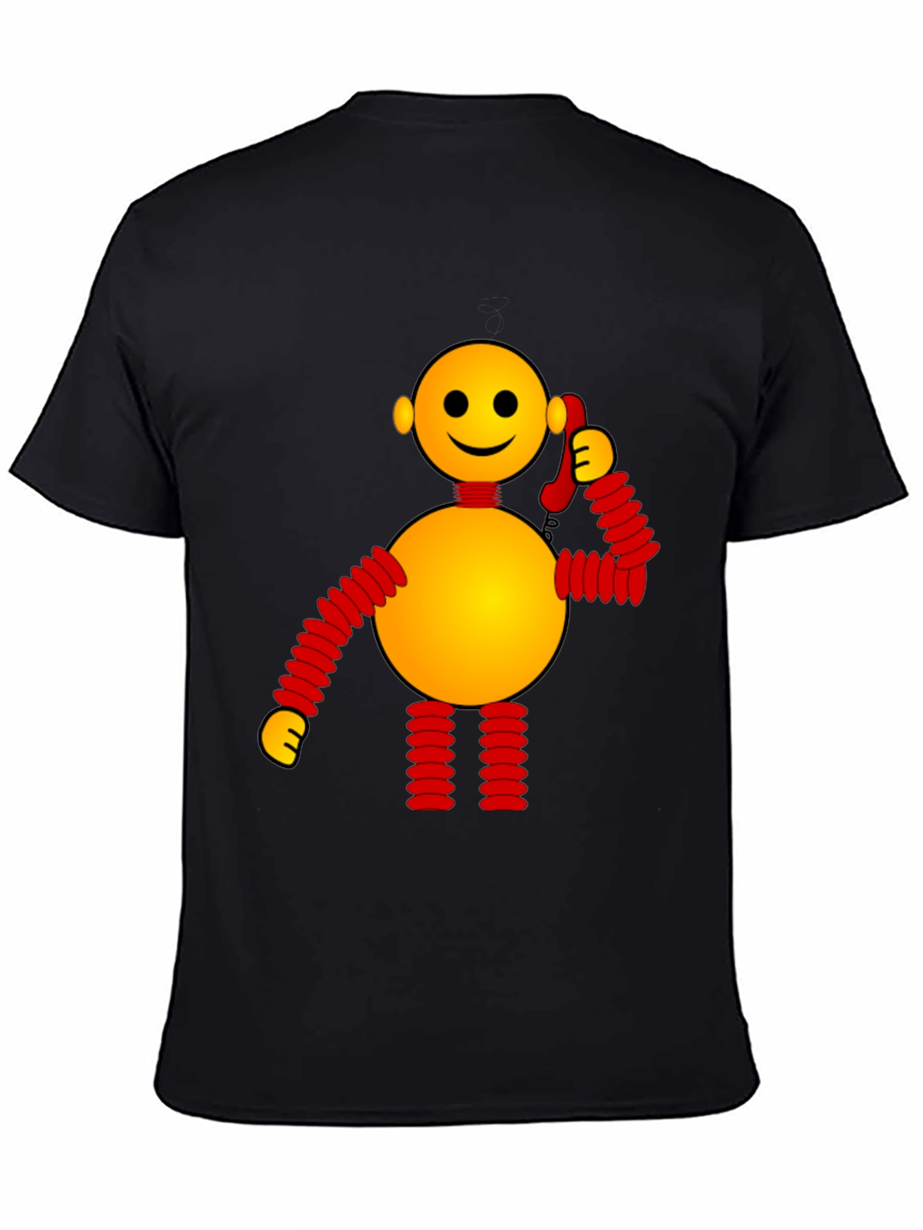 Black Whimsical Robot Graphic Tee - Black view 4