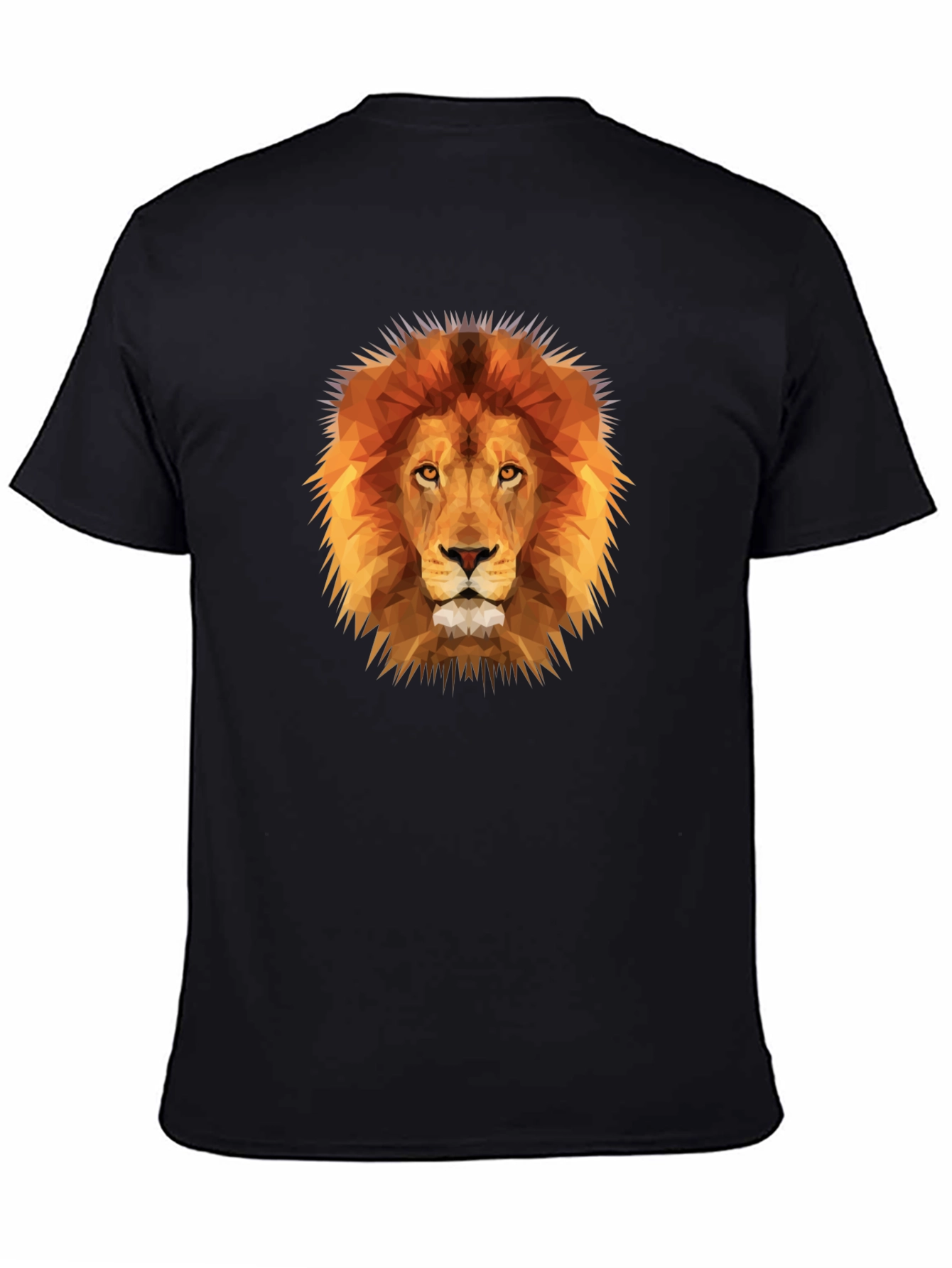 Black Geometric Lion Head Graphic Tee view 4
