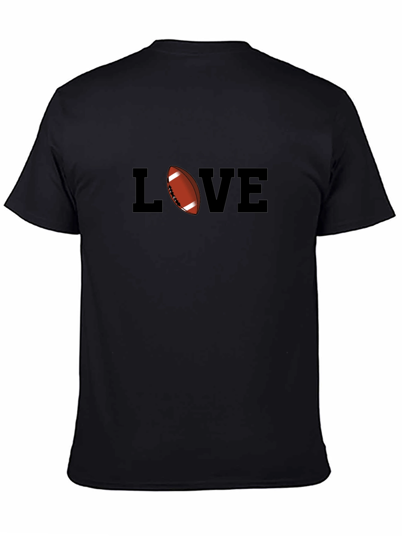 Black Love Football Black T-Shirt - Sportswear Tee view 4
