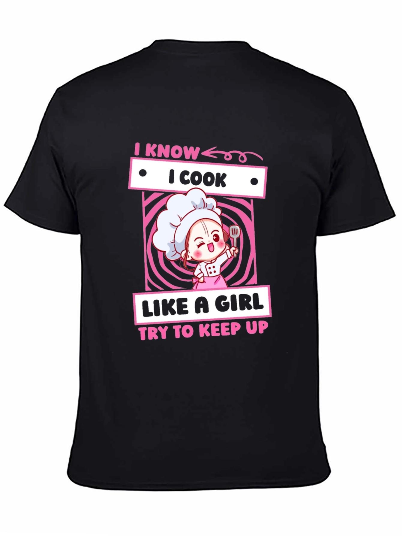 Black I Know I Cook Like a Girl Black T-Shirt view 4