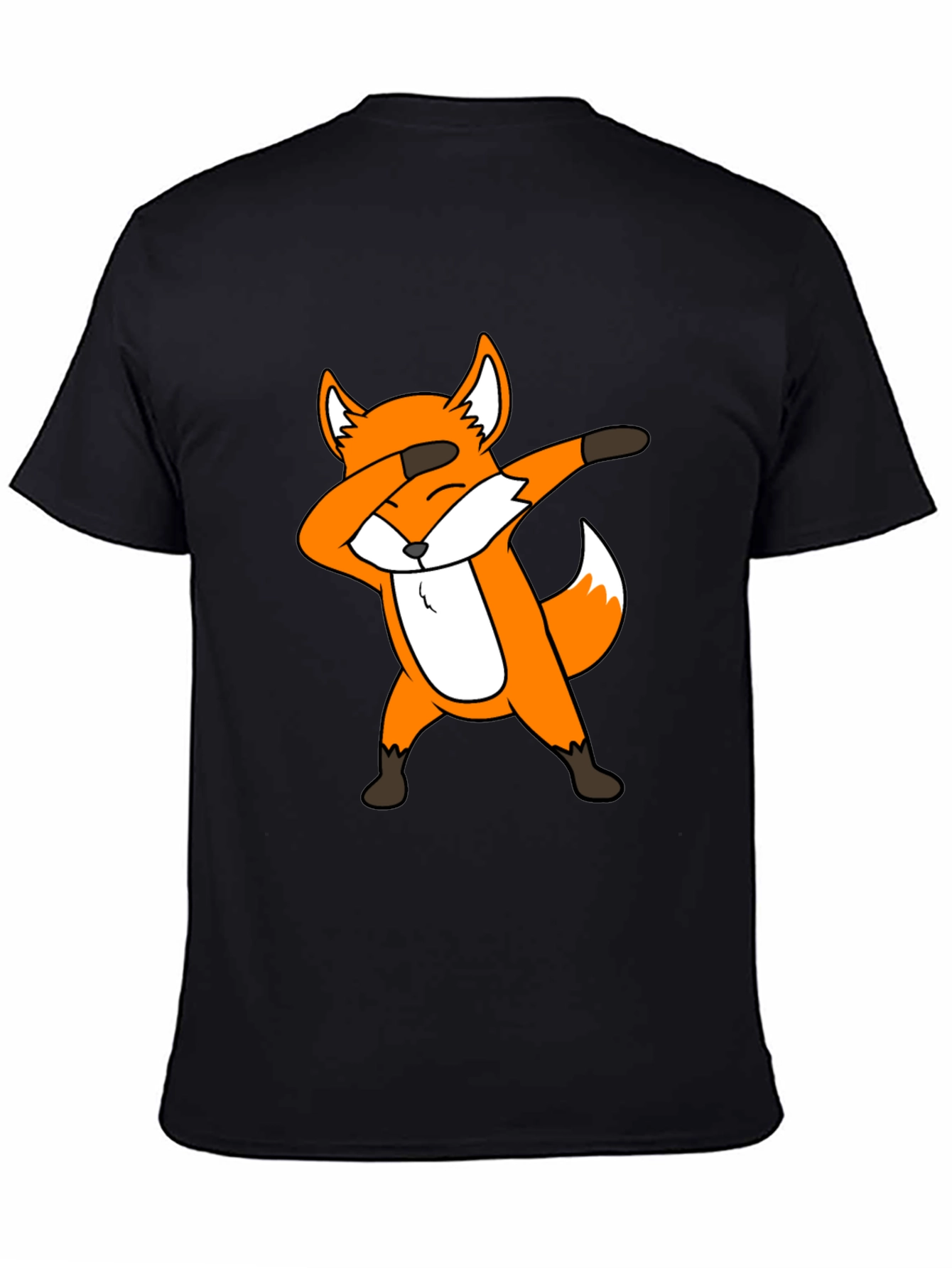 Black Dabbing Fox Graphic Tee - Black Cotton T-Shirt view 4