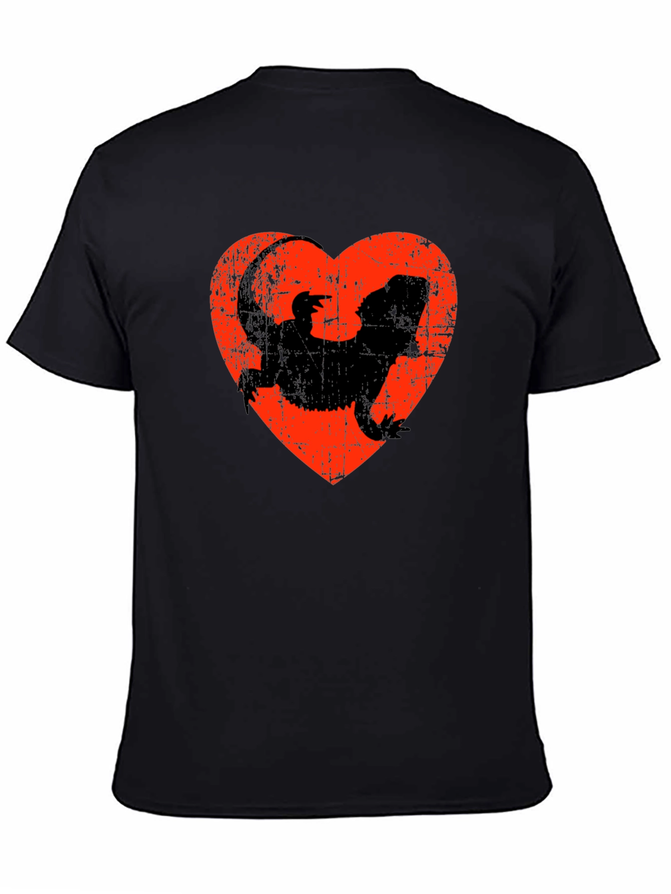 Black Bearded Dragon Heart T-Shirt - Reptile Lover Gift view 4