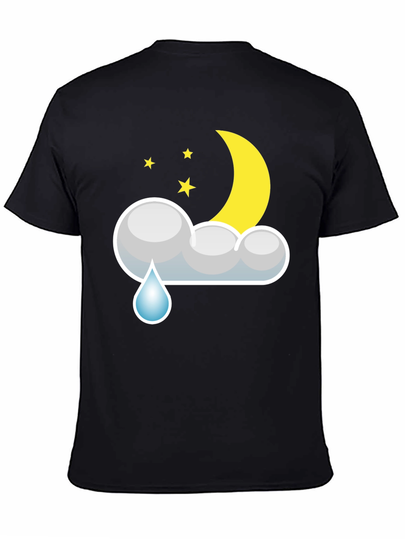 Black Cloud Rain Moon Star T-Shirt - Black view 4