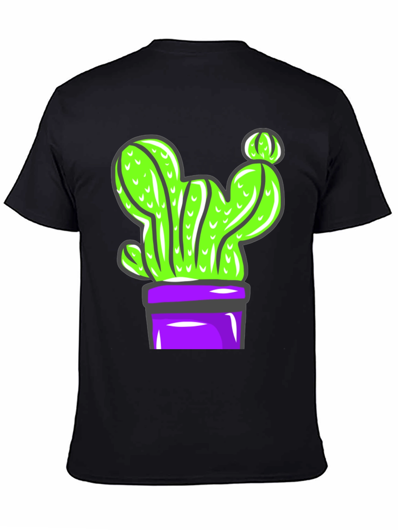 Black Cactus Graphic Tee - Potted Plant Design view 4