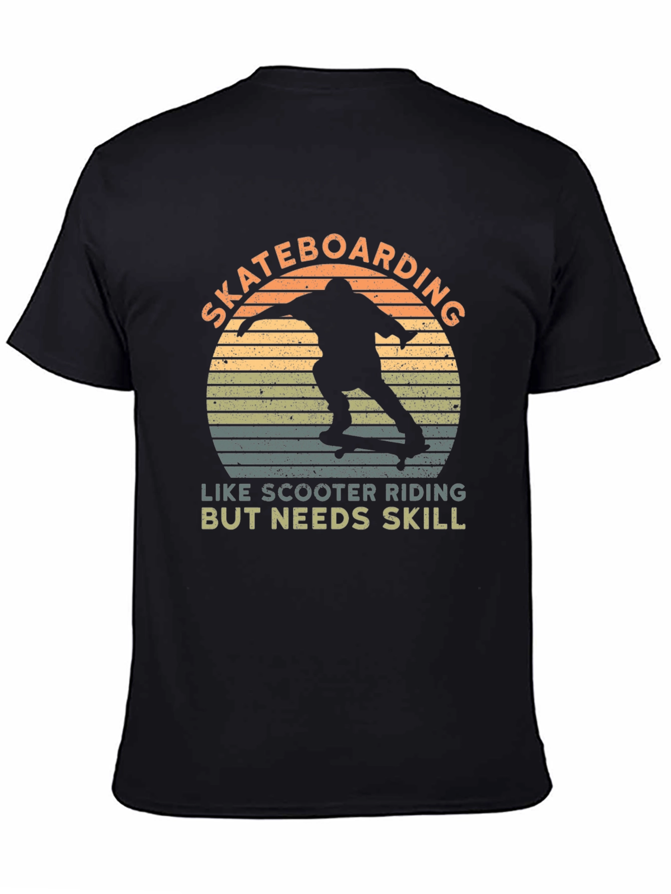 Black Skateboarding T-Shirt - Like Scooter Riding, But Needs Skill view 4