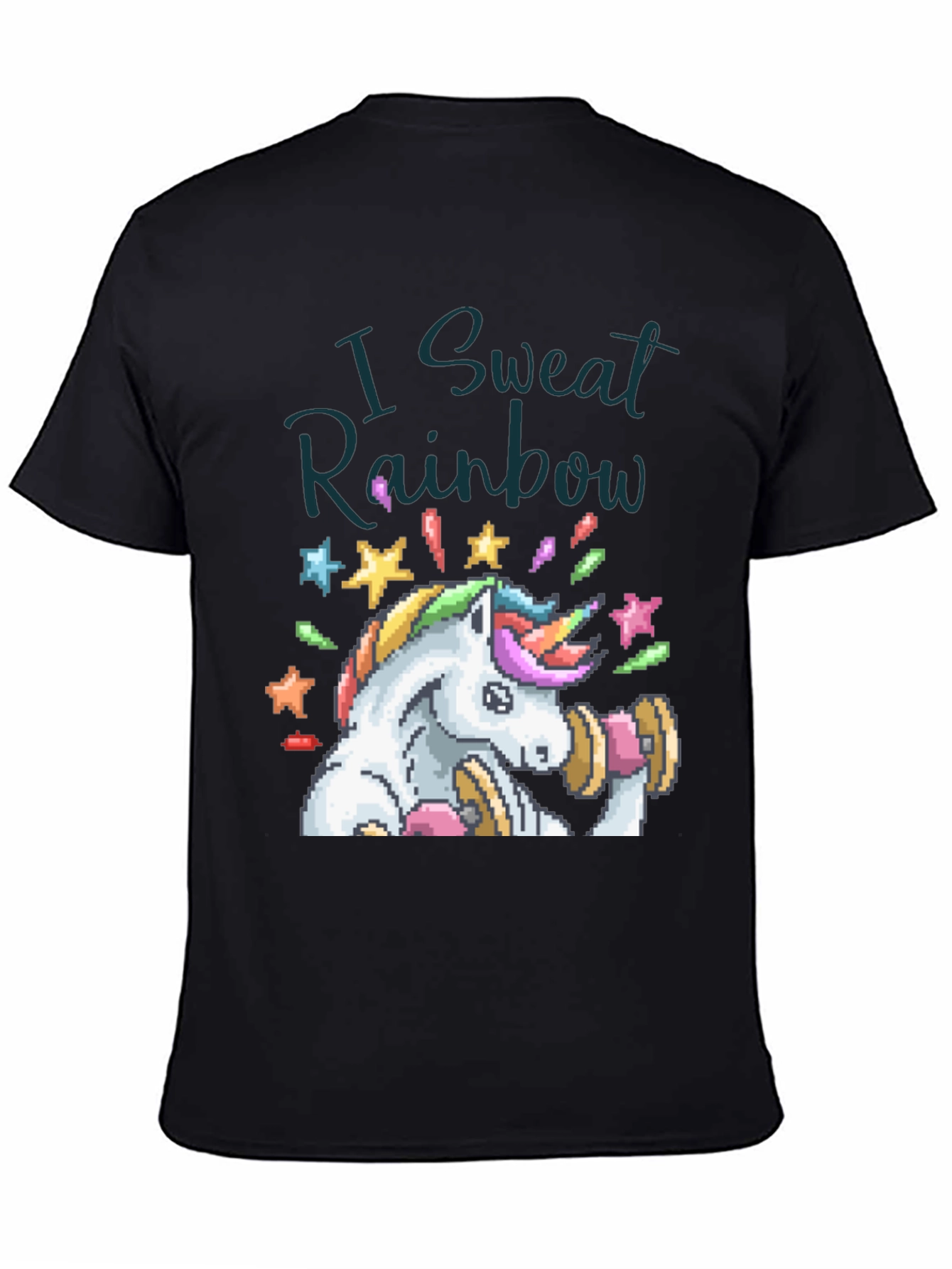 Black I Sweat Rainbow Unicorn Graphic Tee view 4