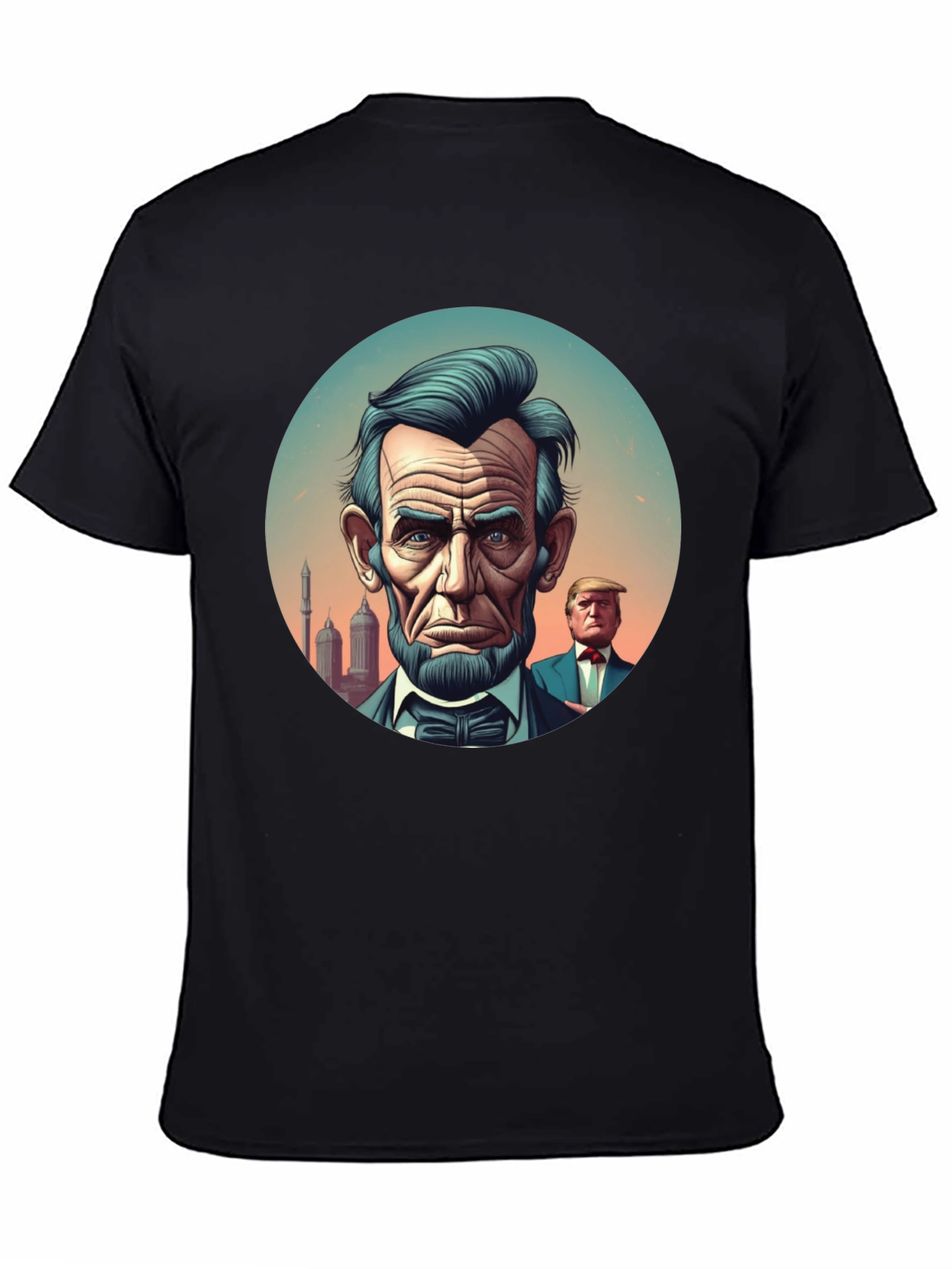 Black Lincoln Trump Graphic Tee - Presidential Humor Shirt view 4