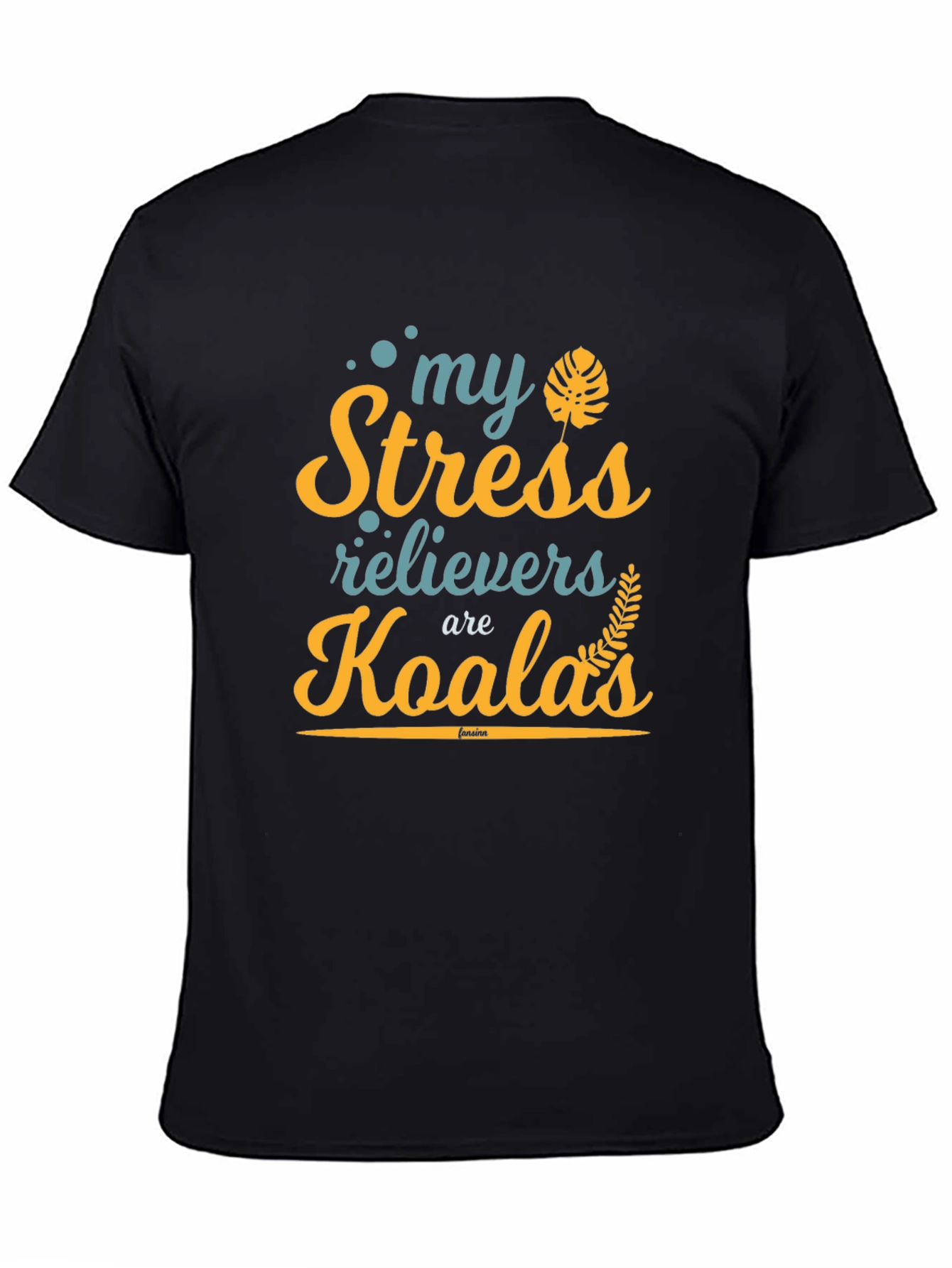 Black My Stress Relievers are Koalas T-Shirt view 4