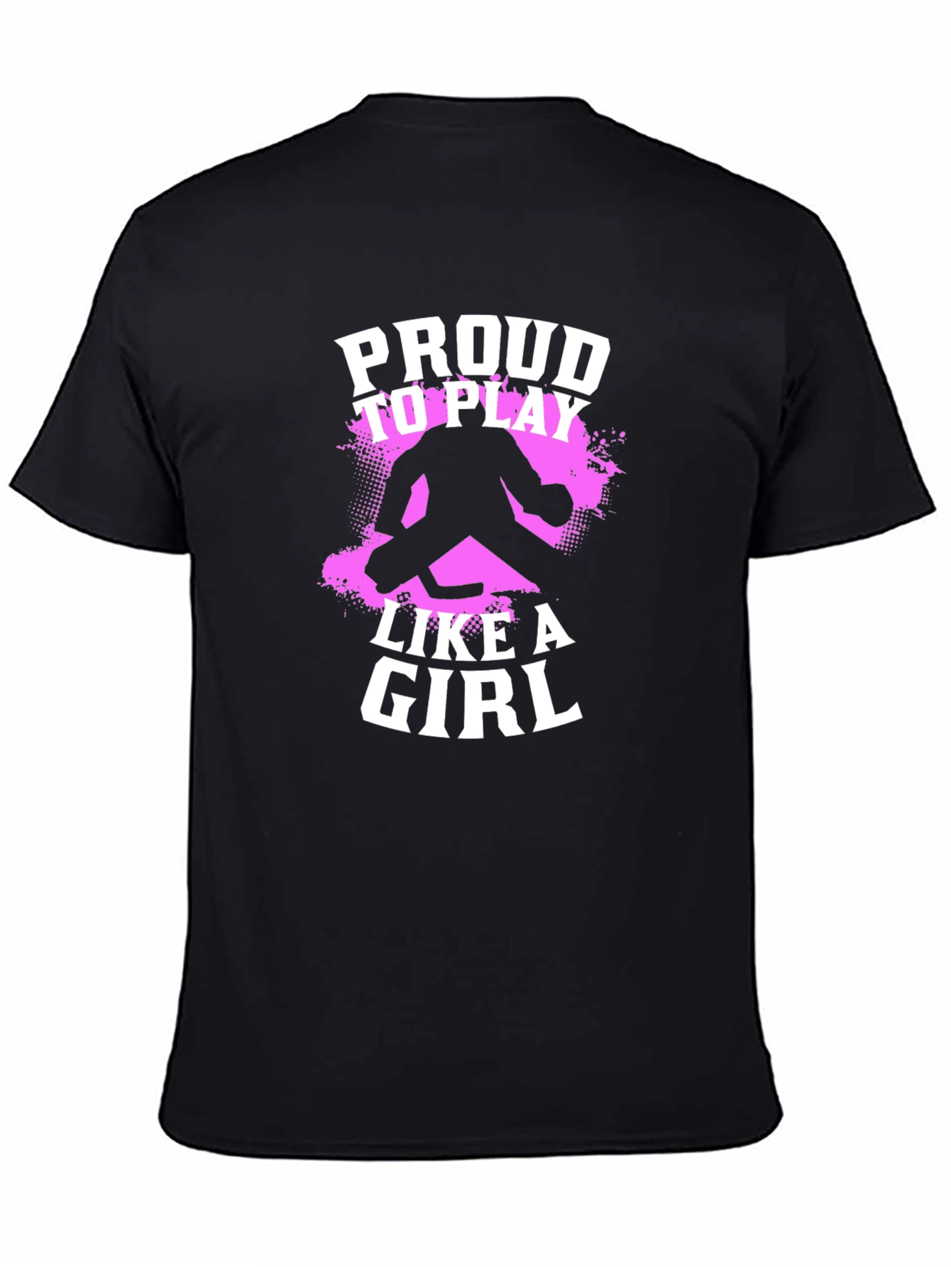 Black Proud to Play Like a Girl Hockey Graphic T-Shirt view 4