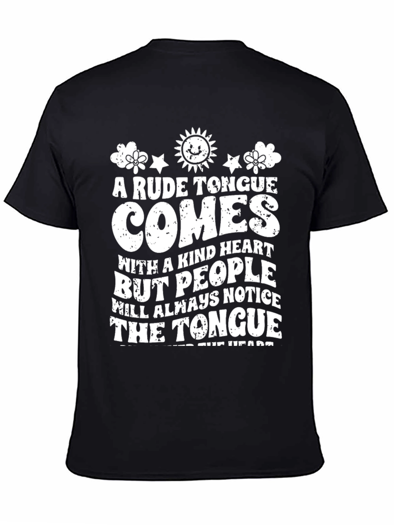 Black Rude Tongue Kind Heart Graphic Tee - Unisex Cotton T-Shirt view 4
