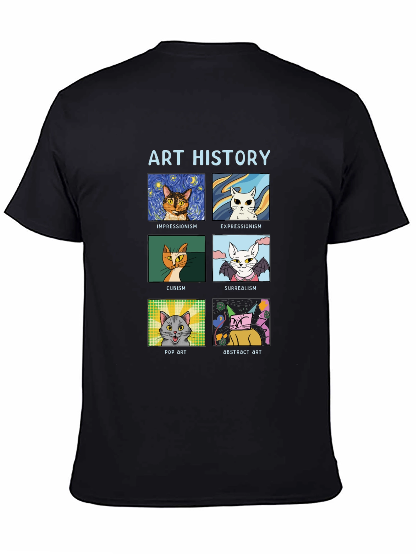 Black Art History Cats Black T-Shirt view 4