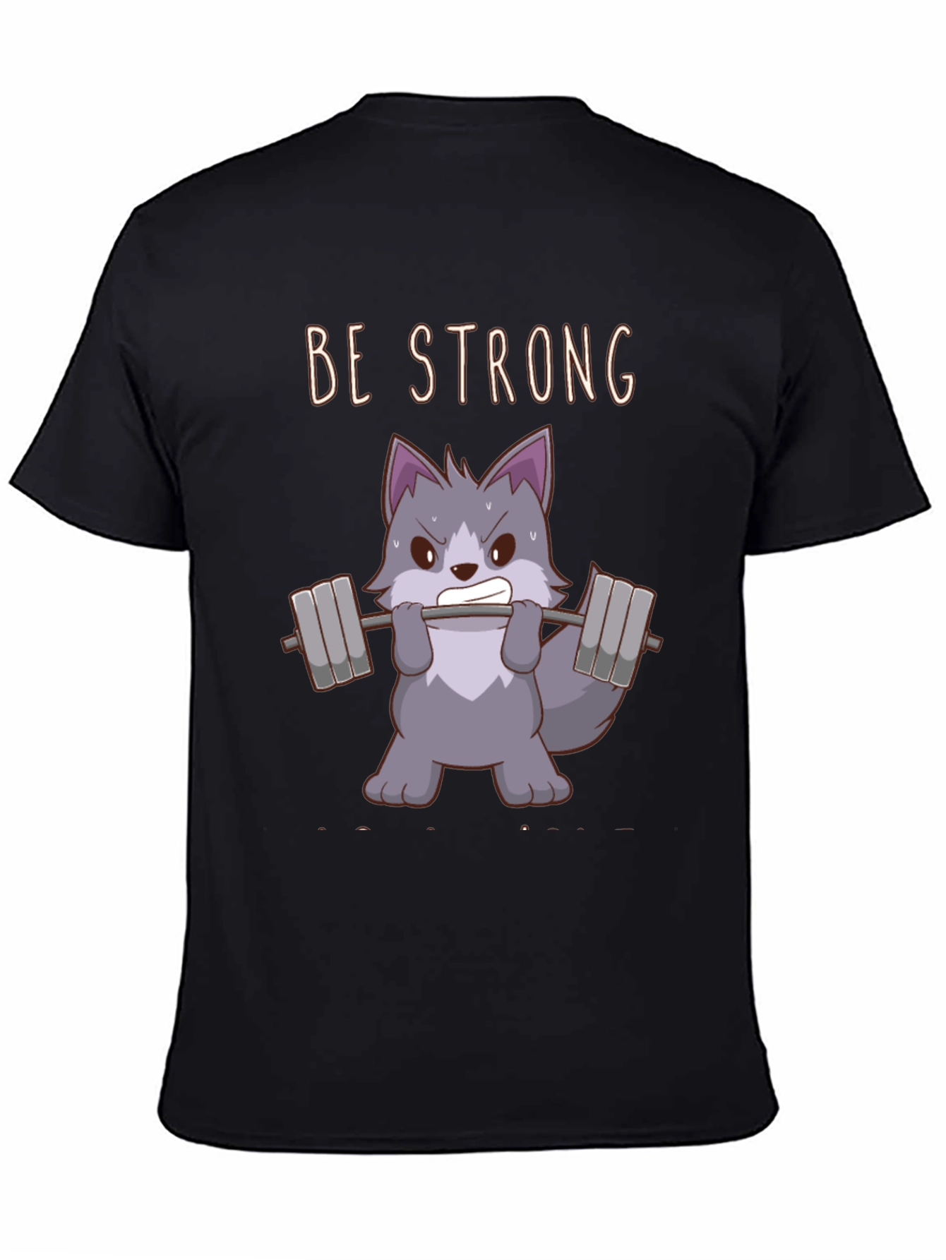 Black Be Strong Wolf Graphic T-Shirt - Black Cotton Tee view 4