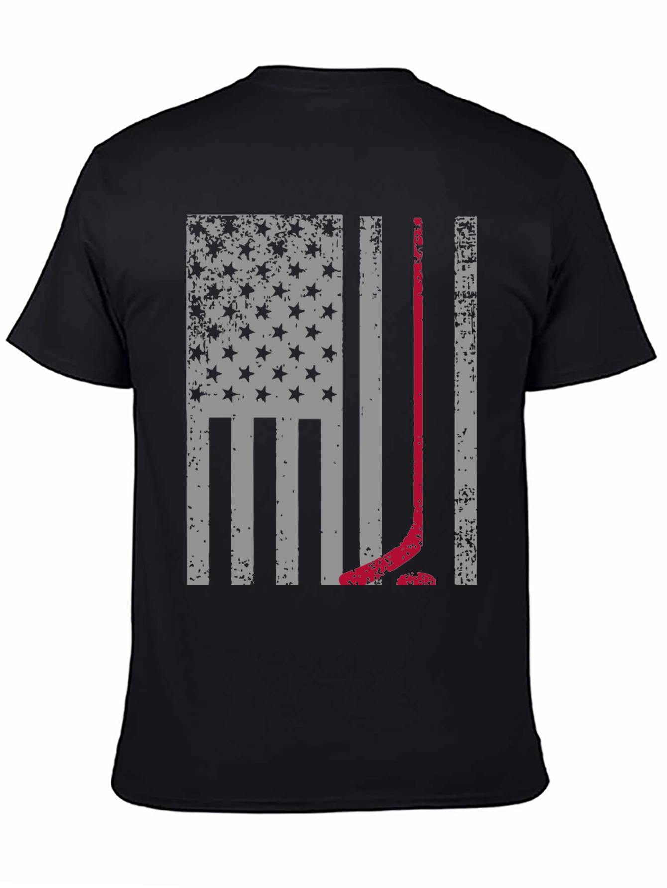 Black Hockey American Flag T-Shirt view 4