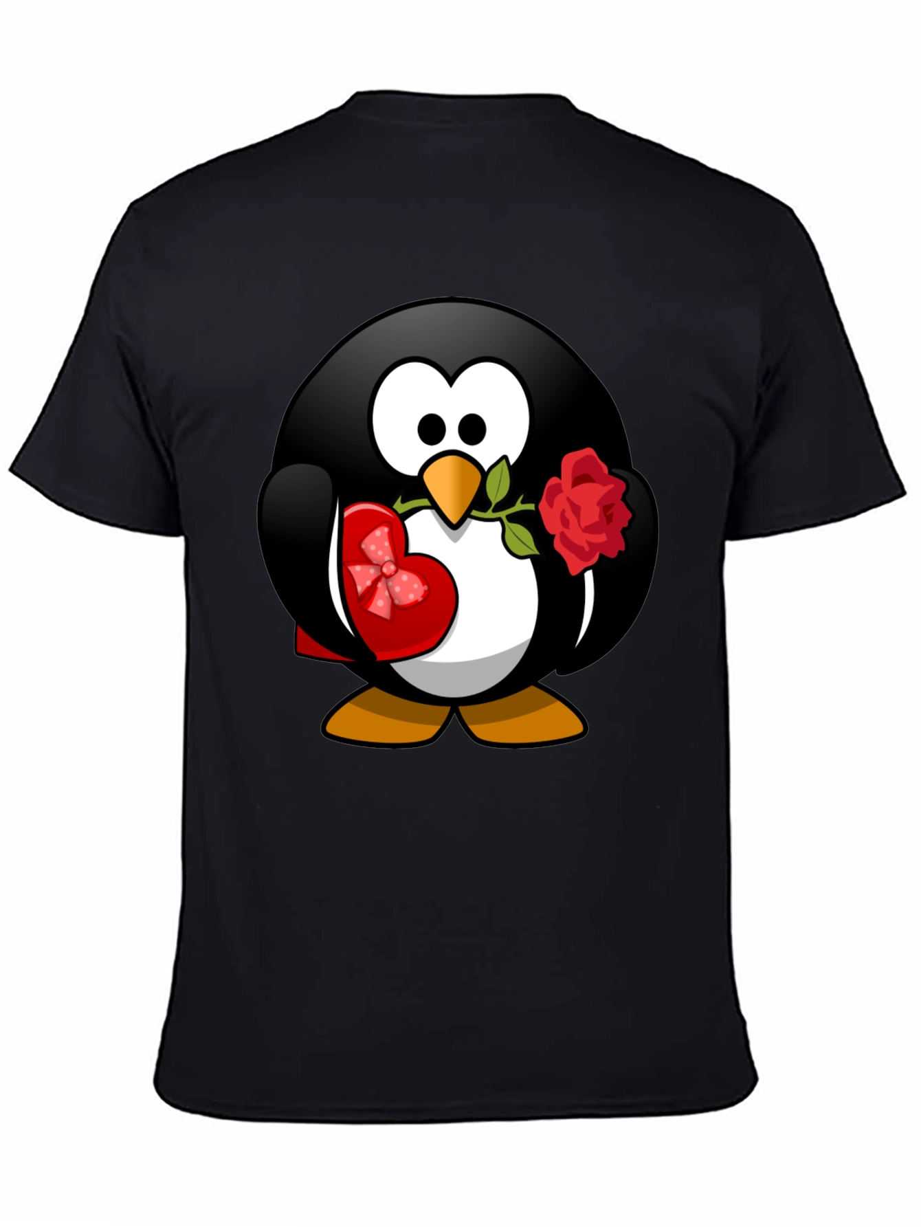 Black Penguin Love T-Shirt - Valentine's Day Gift view 4