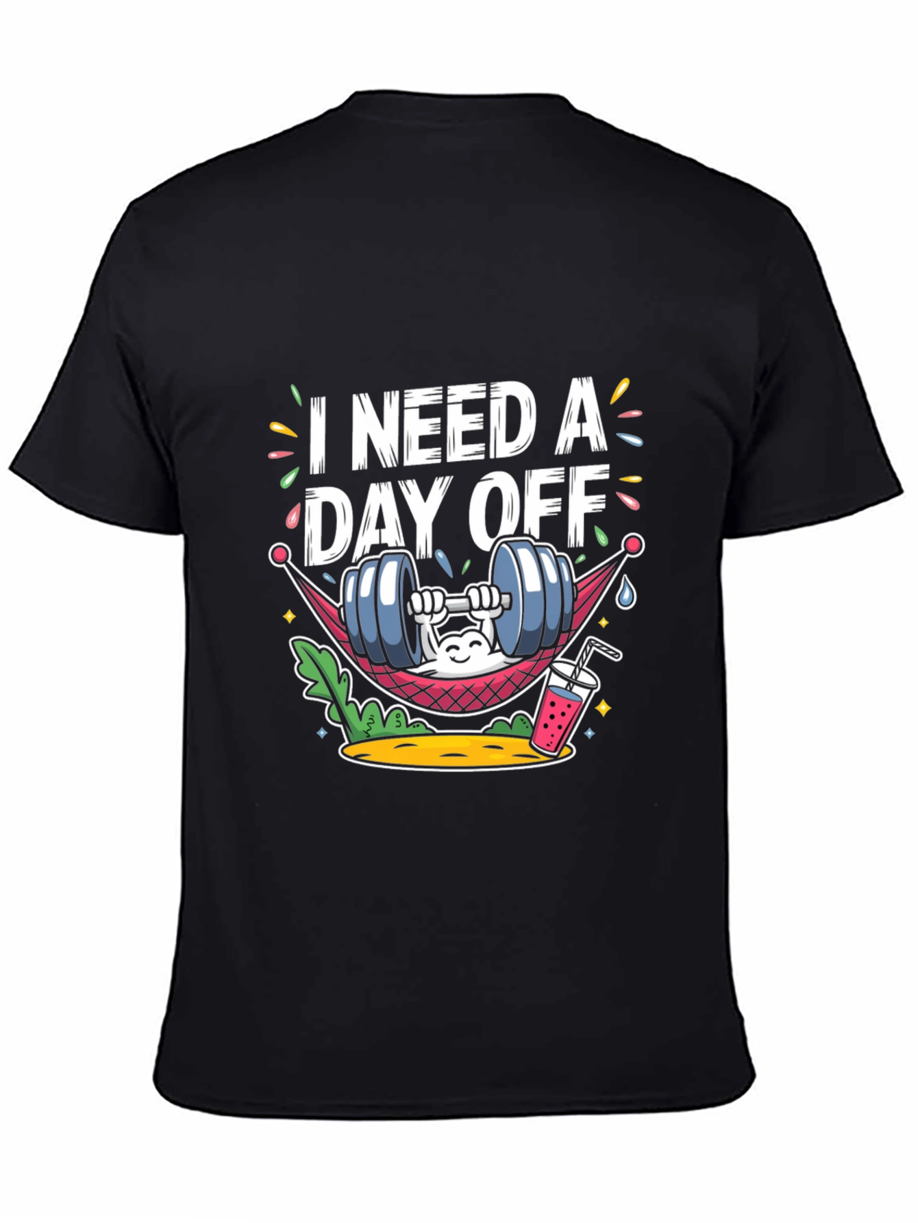 Black I Need A Day Off Graphic Tee - Funny Workout Shirt view 4