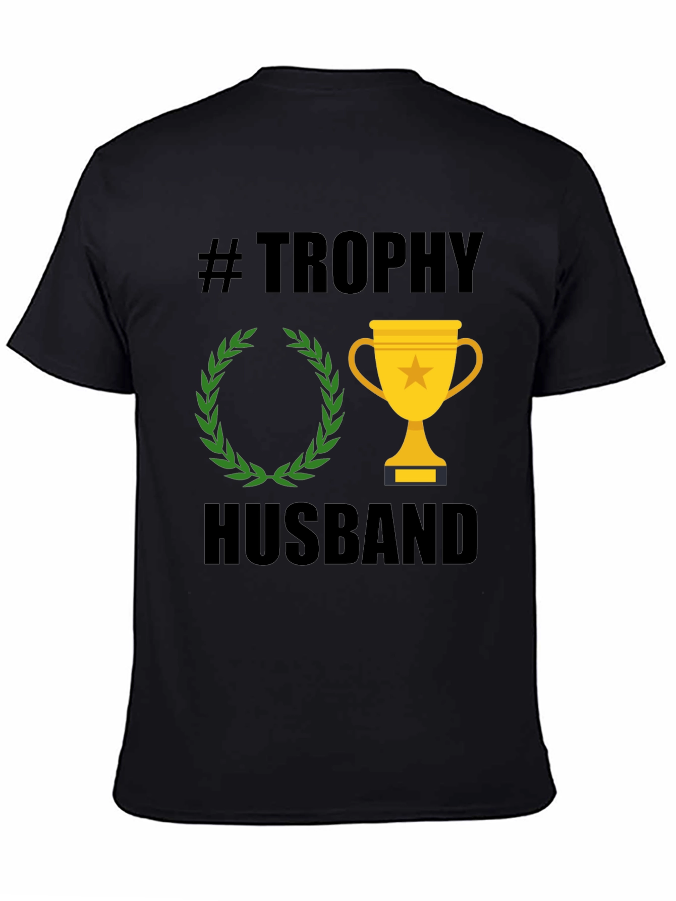 Black Trophy Husband Graphic Tee - Black Cotton T-Shirt view 4