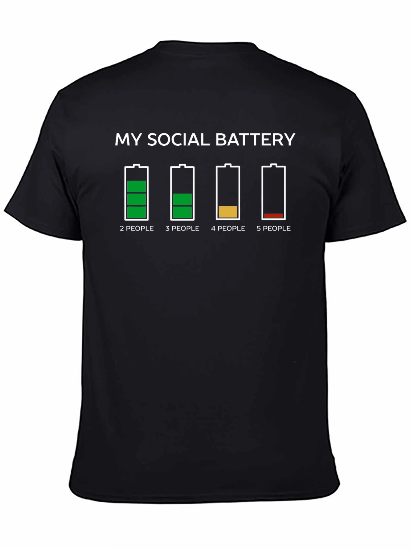 Black My Social Battery Funny Graphic Tee view 4