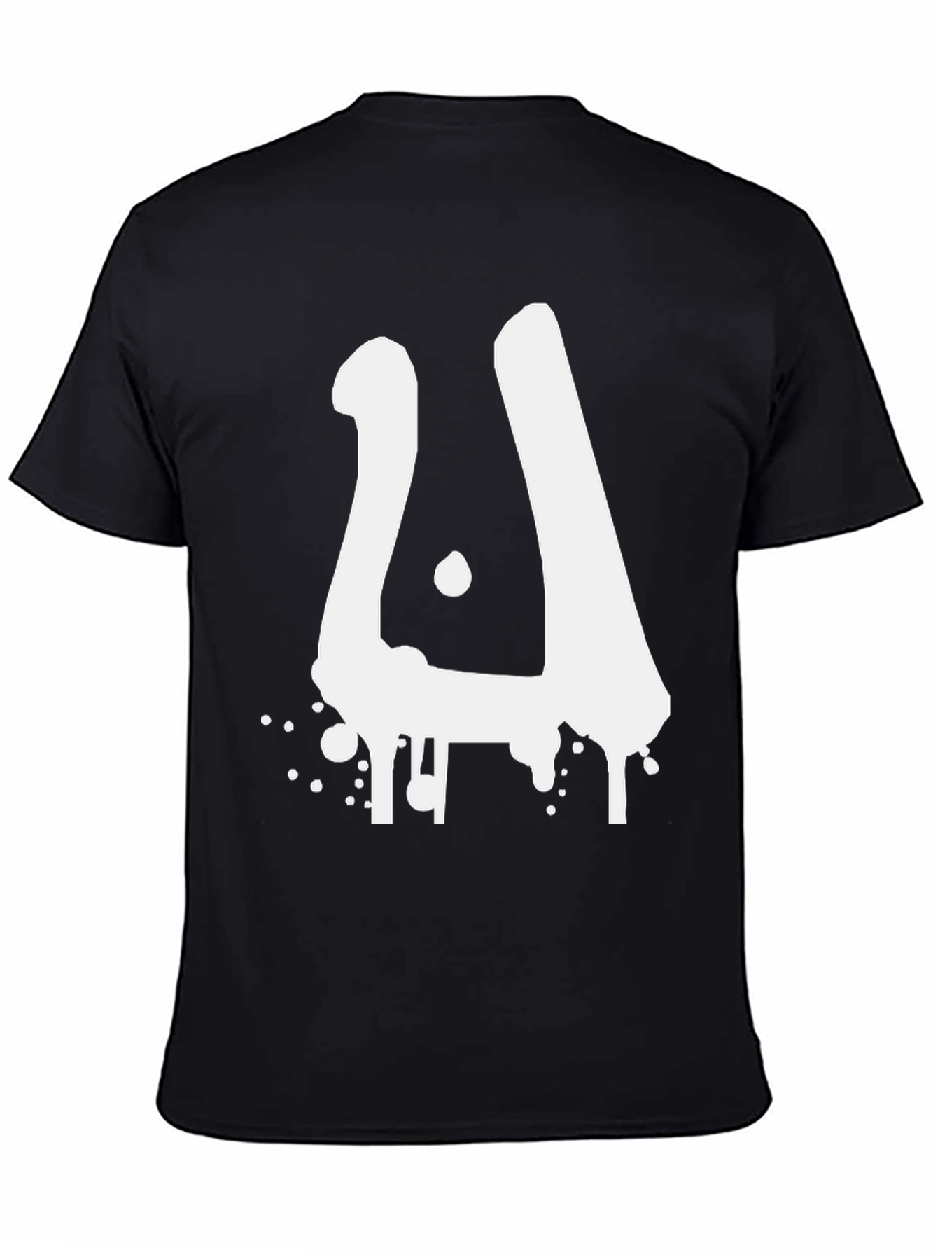 Black Men's Black Graphic Tee - Abstract White Design view 4