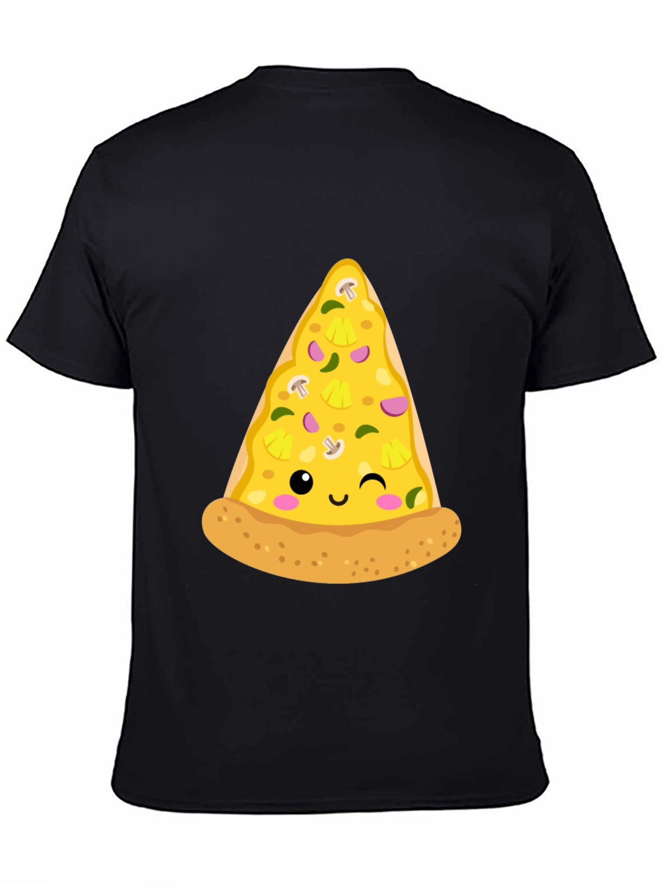 Black Pizza Slice Graphic Tee - Casual Black T-Shirt view 4