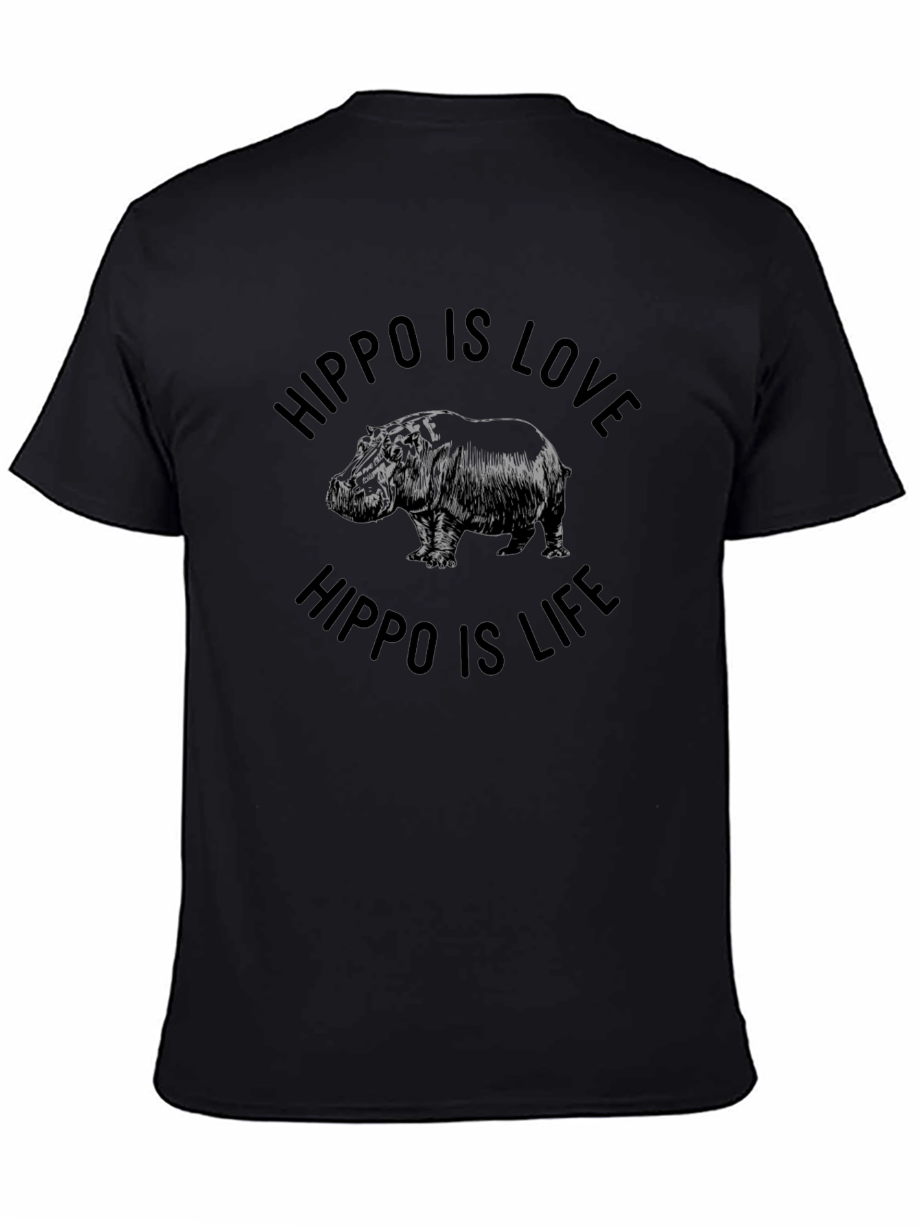 Black Hippo Is Love Hippo Is Life Graphic T-Shirt view 4