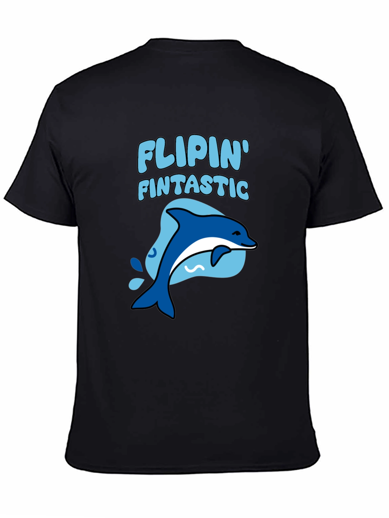 Black Flippin' Fintastic Dolphin Graphic Tee view 4
