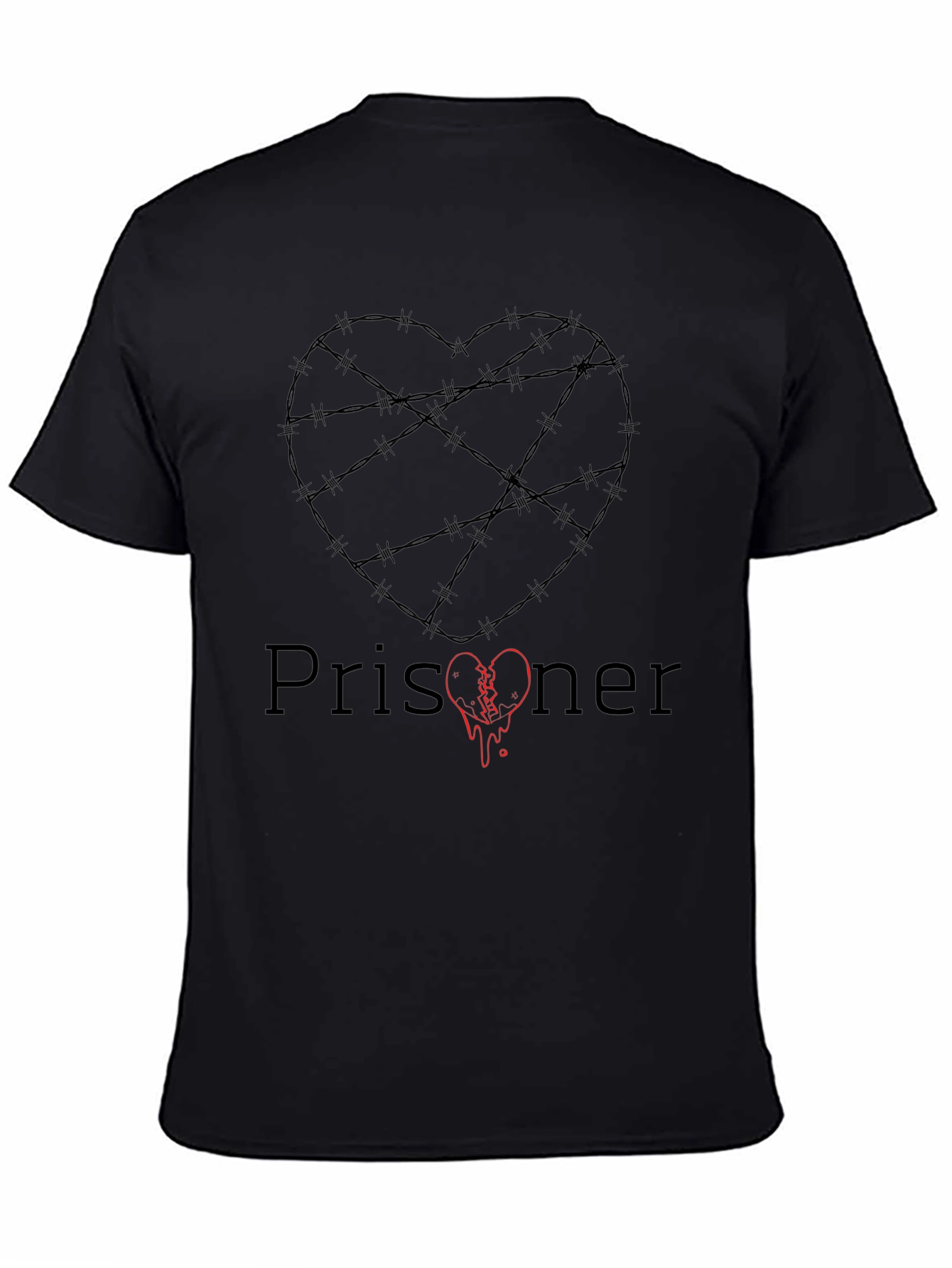 Black Prisoner Heart Graphic T-Shirt - Dark Humor Tee view 4