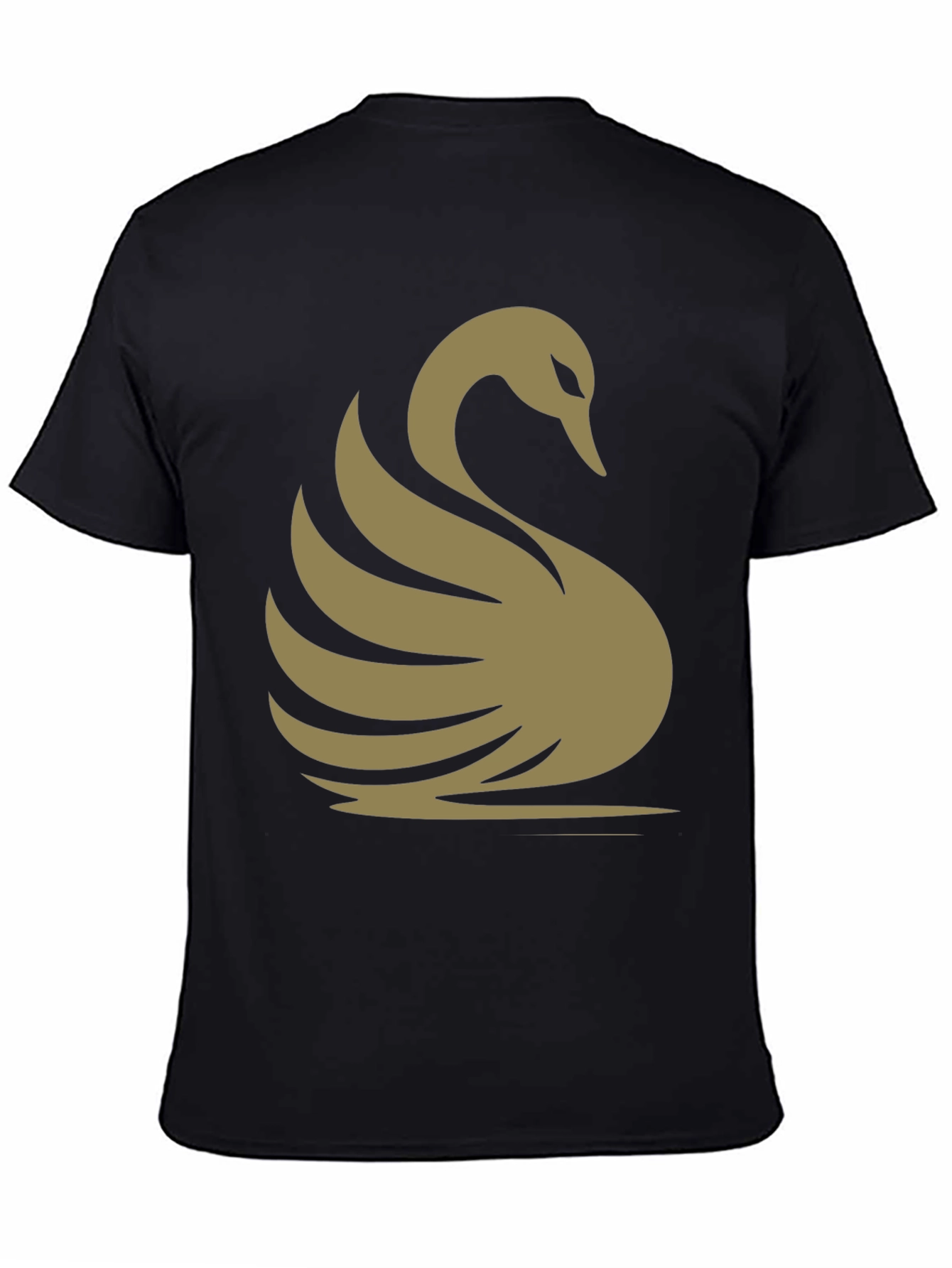 Black Elegant Swan Graphic Tee - Classic Black Cotton T-Shirt view 4