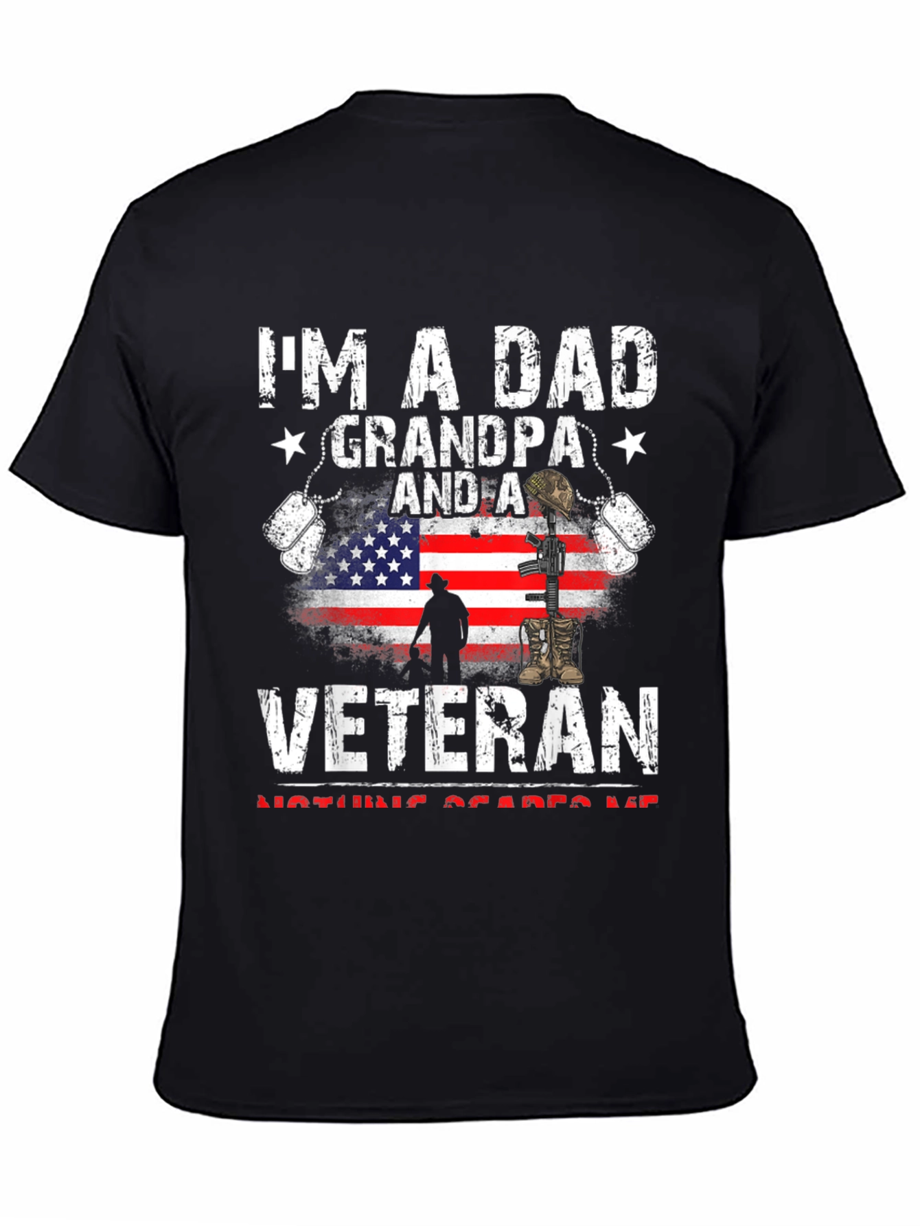 Black Dad Grandpa Veteran Graphic Tee view 4