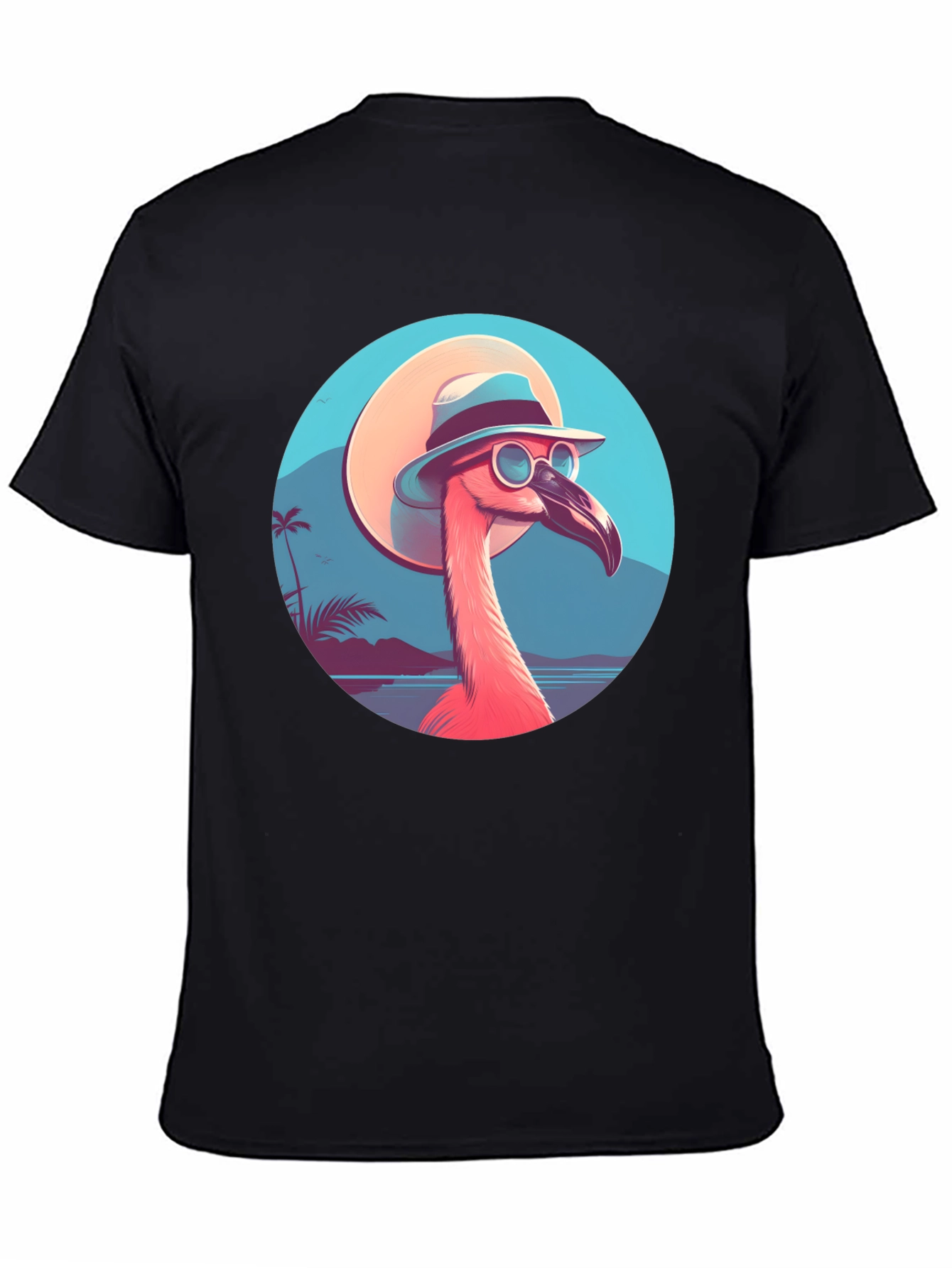 Black Cool Flamingo T-Shirt - Tropical Vibes view 4
