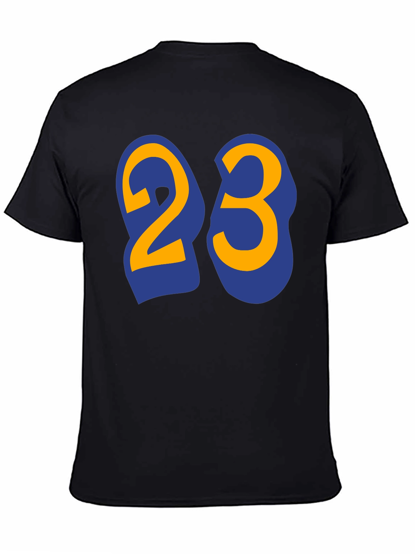 Black Men's Black T-Shirt with Number 23 Graphic view 4