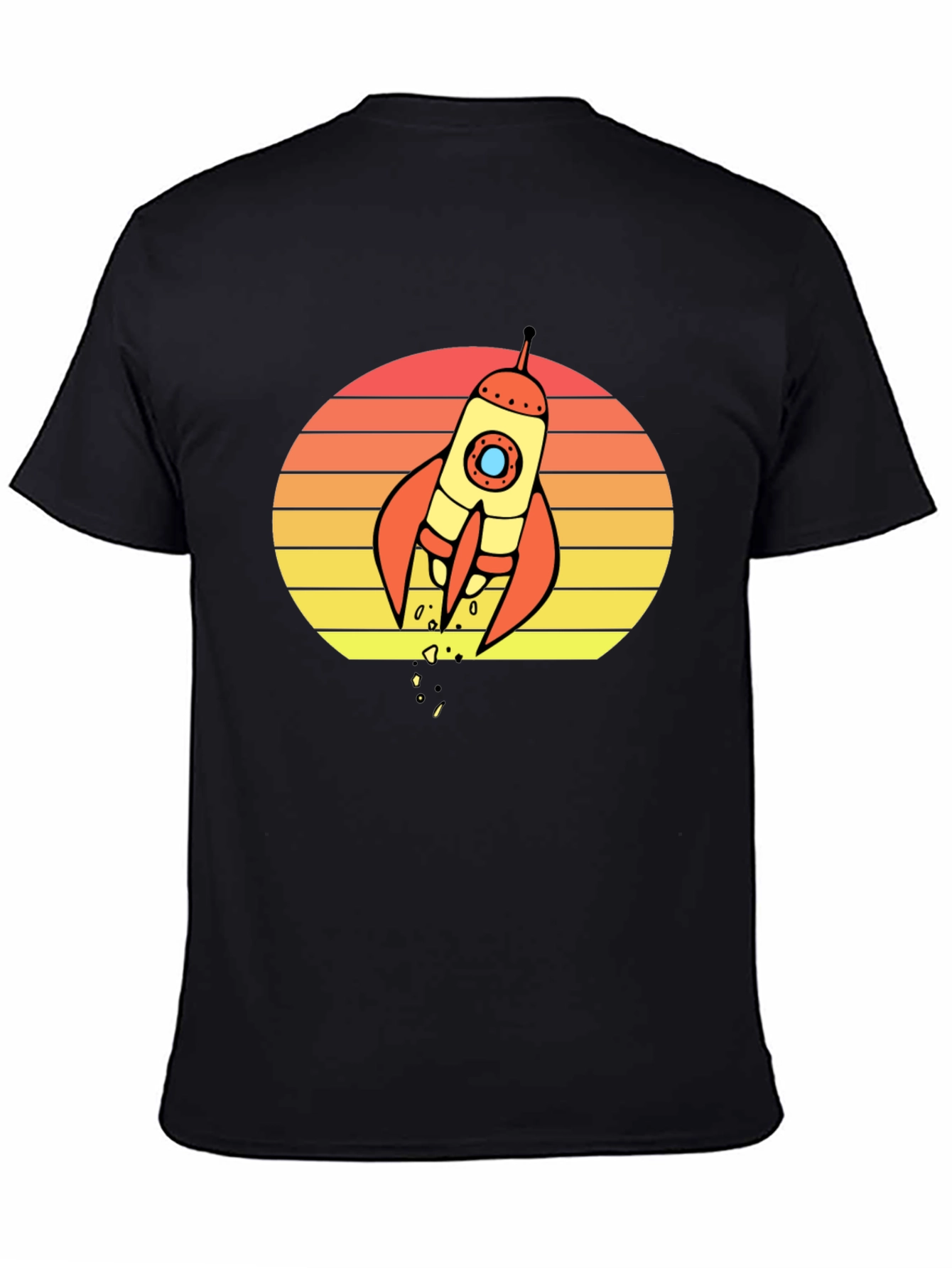 Black Retro Rocket Sunset Graphic T-Shirt - Space Lover Tee view 4