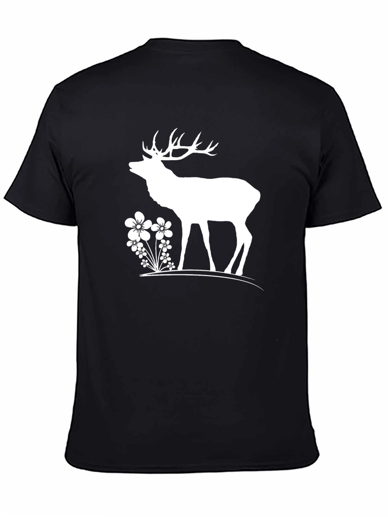 Black Deer & Flowers Graphic T-Shirt - Black view 4