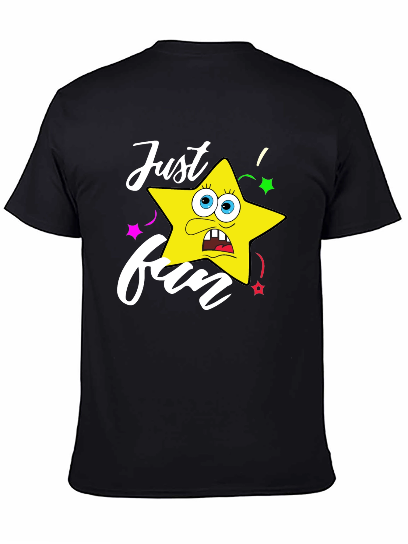 Black Just Fun Star Graphic Tee - Mens Black T-Shirt view 4
