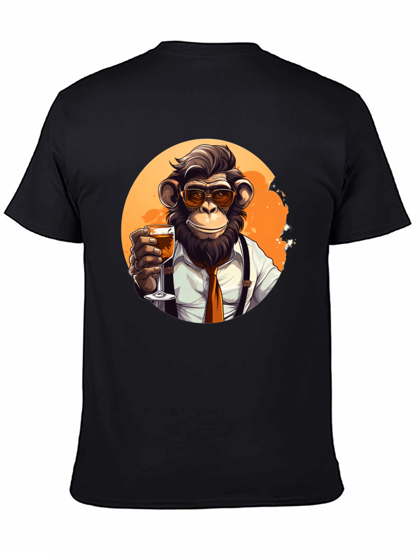 Black Dapper Monkey Black T-Shirt view 4