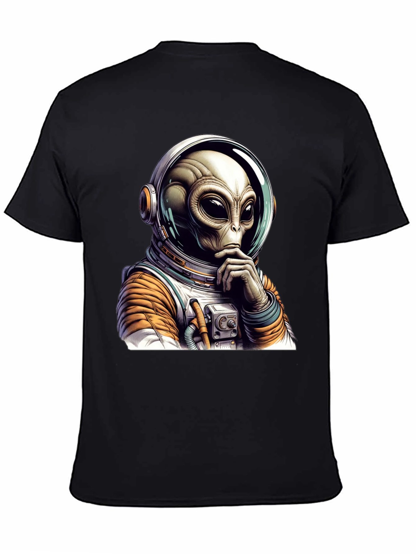 Black Alien Astronaut Graphic Tee - Black Cotton Blend view 4