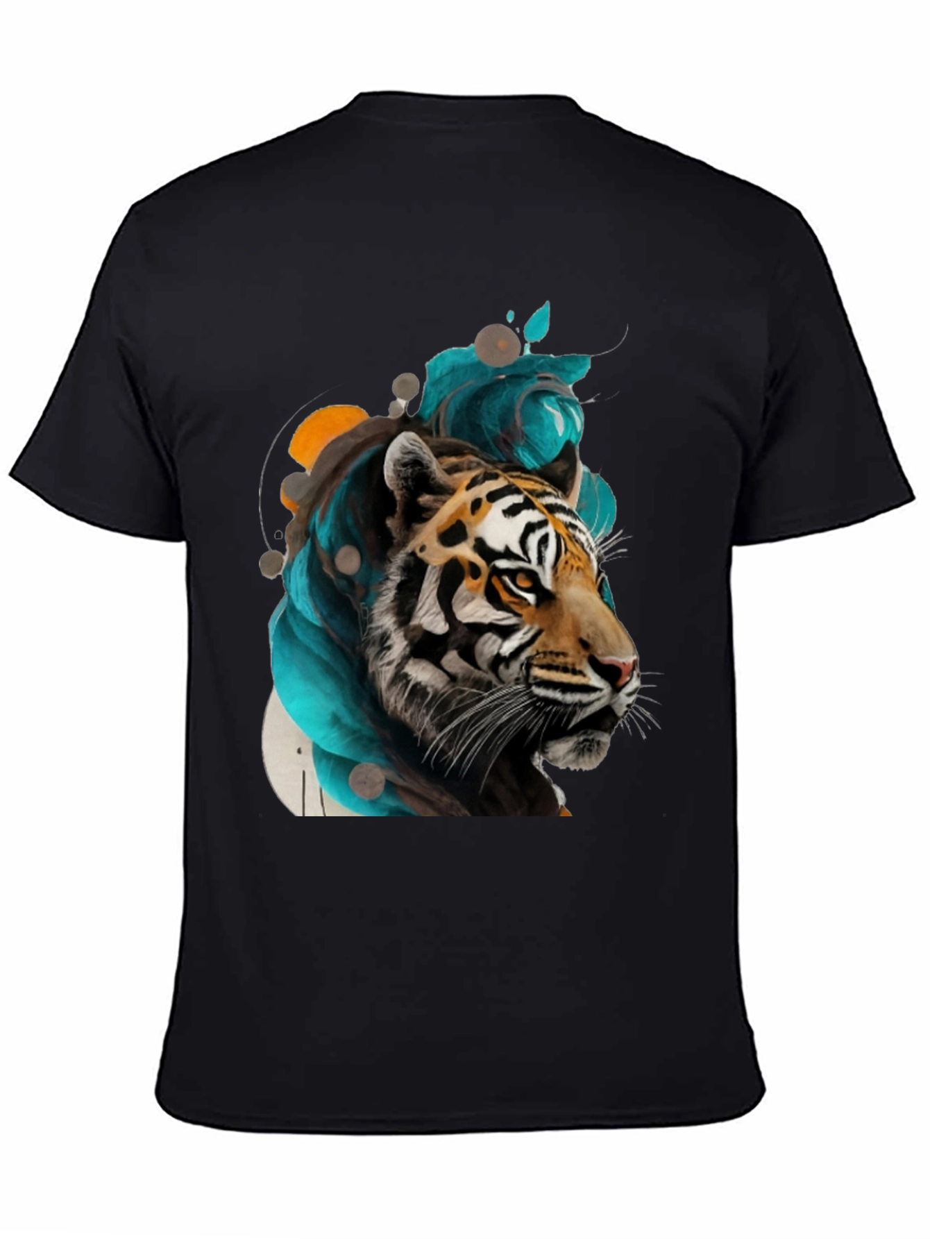 Black Tiger Art Black Tee - Men's Graphic T-Shirt view 4