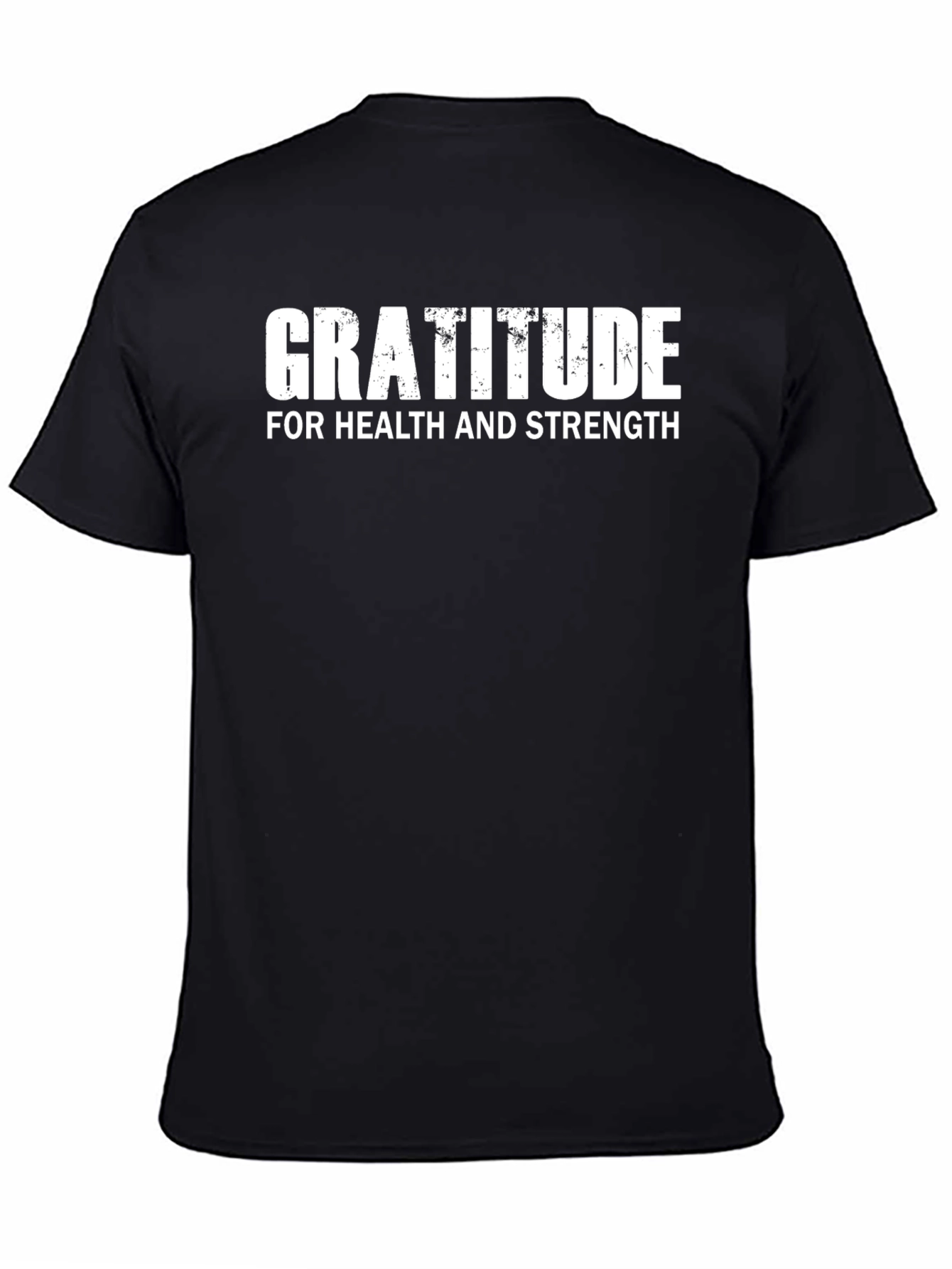 Black Gratitude Health Strength T-Shirt Black view 4
