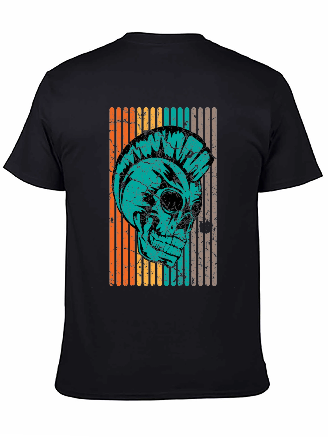 Black Retro Punk Skull T-Shirt - Vintage Style view 4